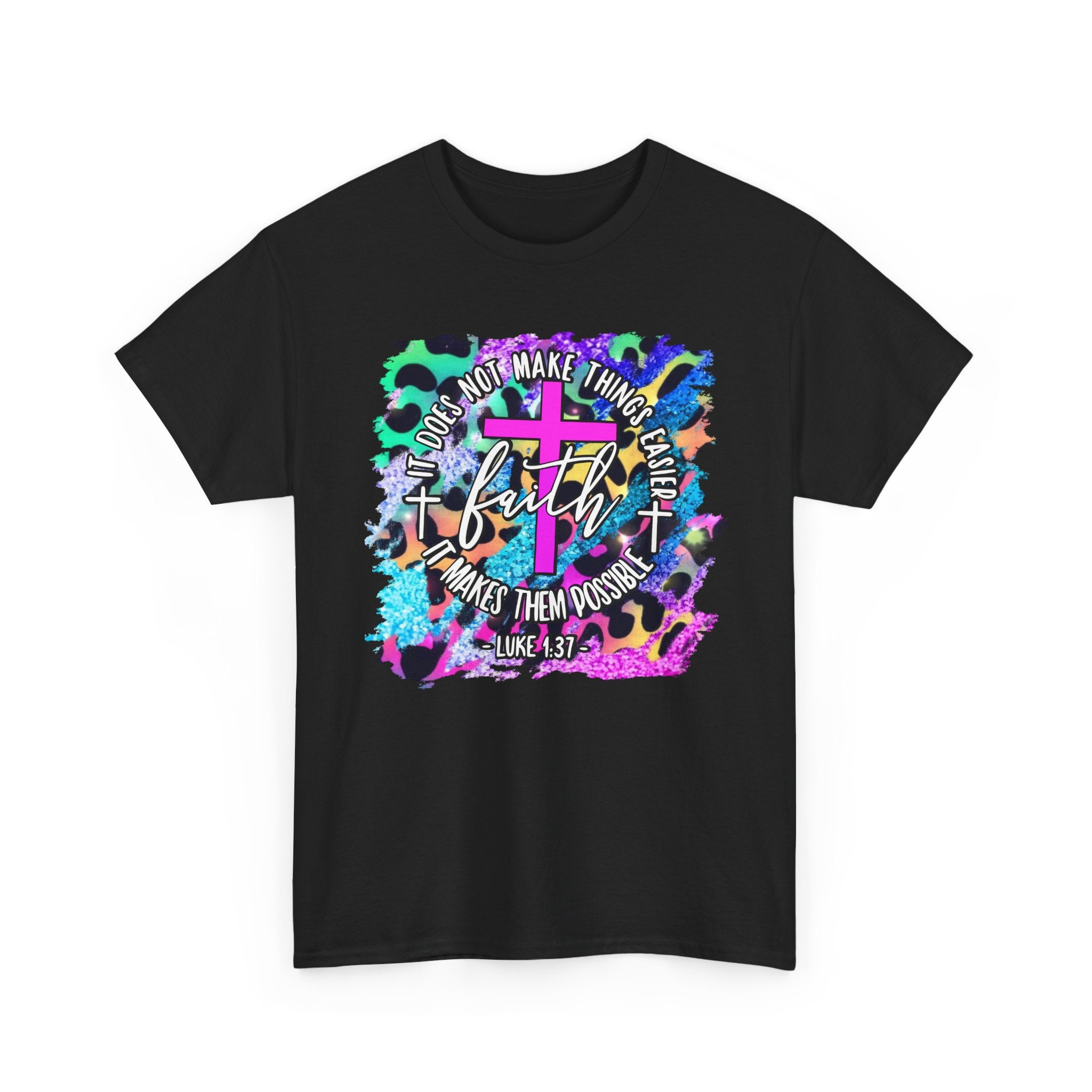 Faith Graphic Tee - Colorful Cross Inspirational Christian T-Shirt (Hebrews 11:1)