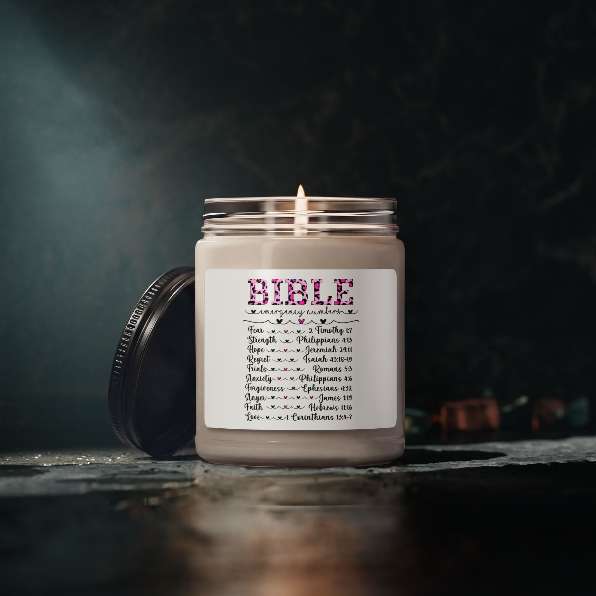 Emergency Bible Verse Scripture Scented Soy Candle, 9oz