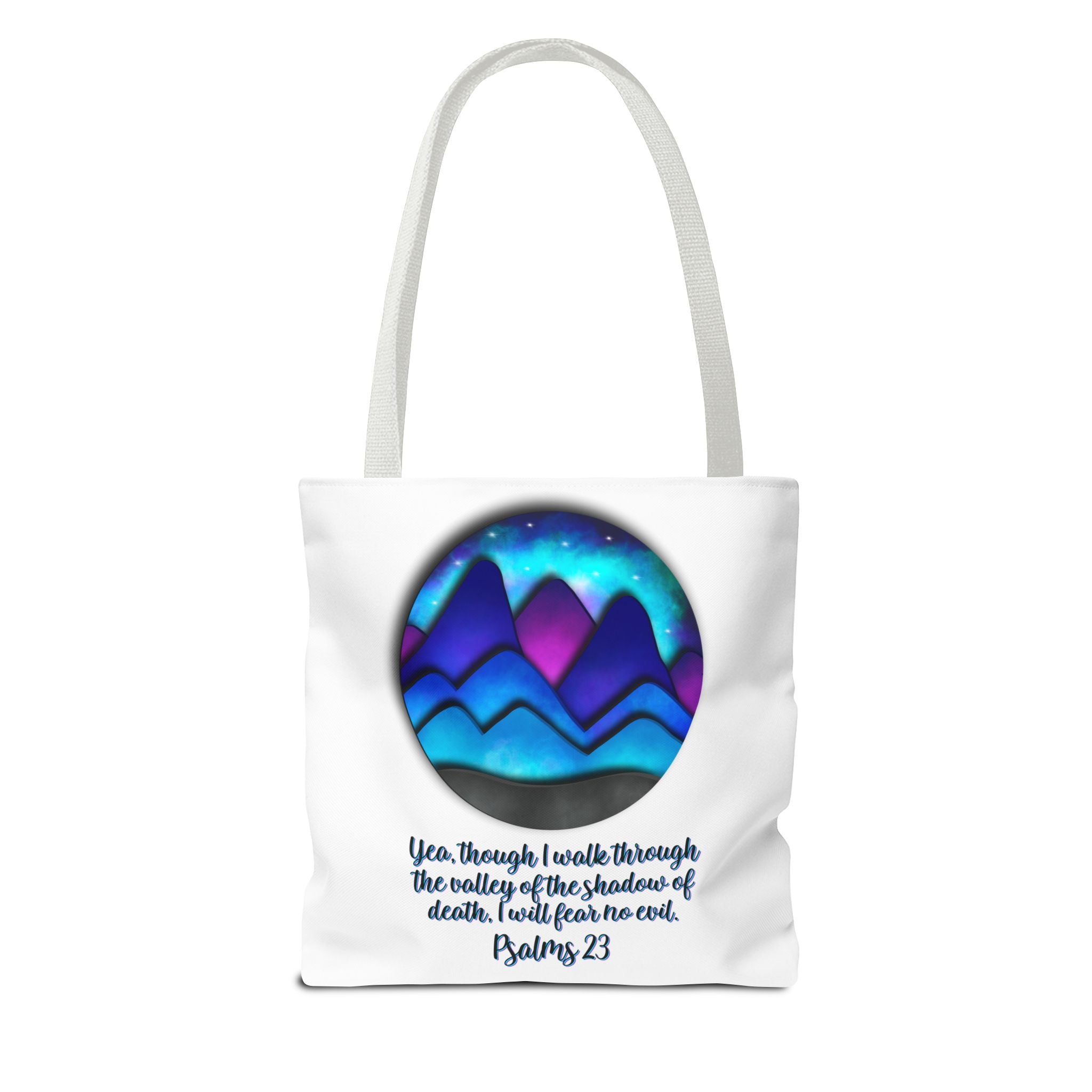 Psalm 23 Mountain Tote Bag — Inspirational Christian Scripture Tote