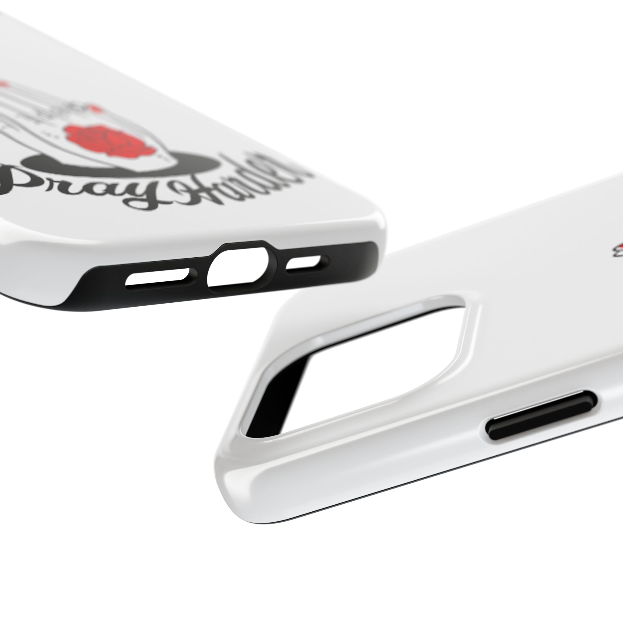 Pray Harder Phone Case — Tough Protective Phone Cover with Praying Hands & Rose Design