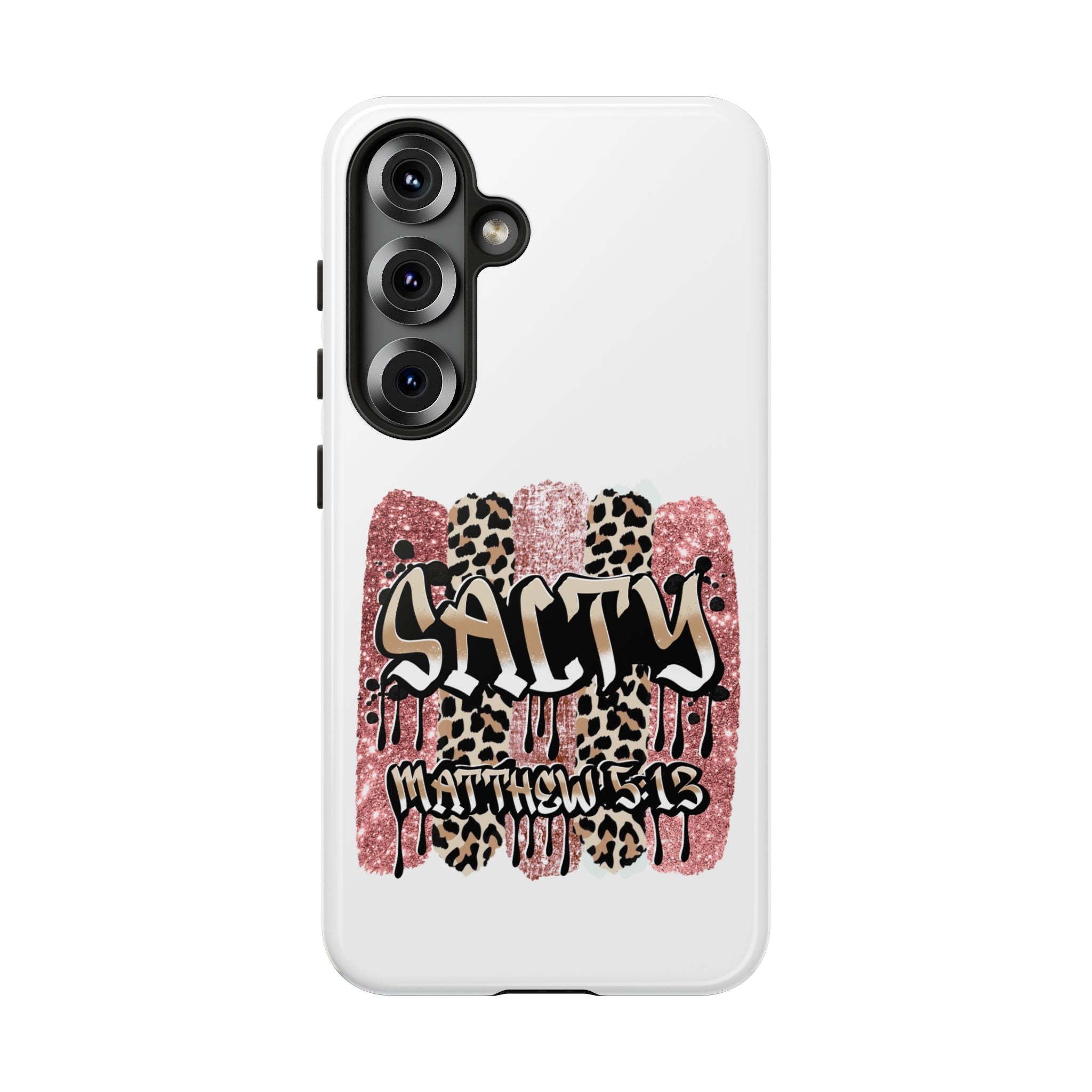 Salty Matthew 5:13 Scripture Leopard Pink Glitter Tough Case — Matthew 5:13 Scripture Phone Cover