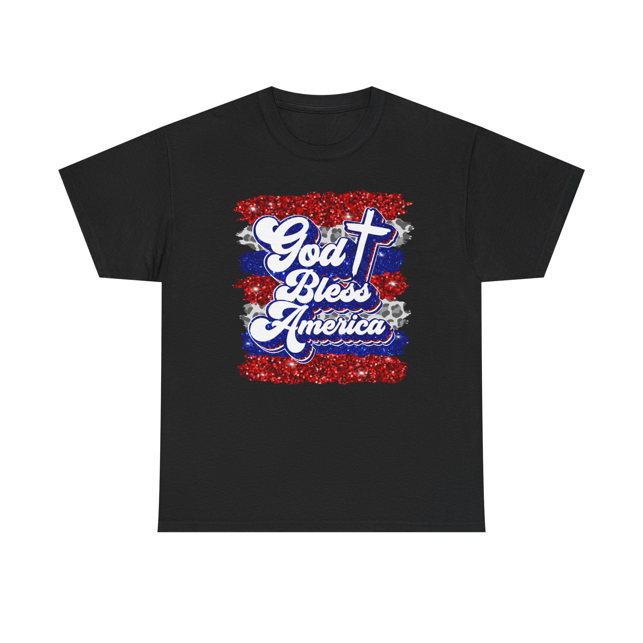 God Bless America Tee – Patriotic Cross Graphic Shirt