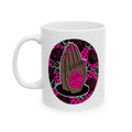 Pink Black Hope Ceramic Mug — Prayer Hands Coffee Cup (11oz & 15oz)