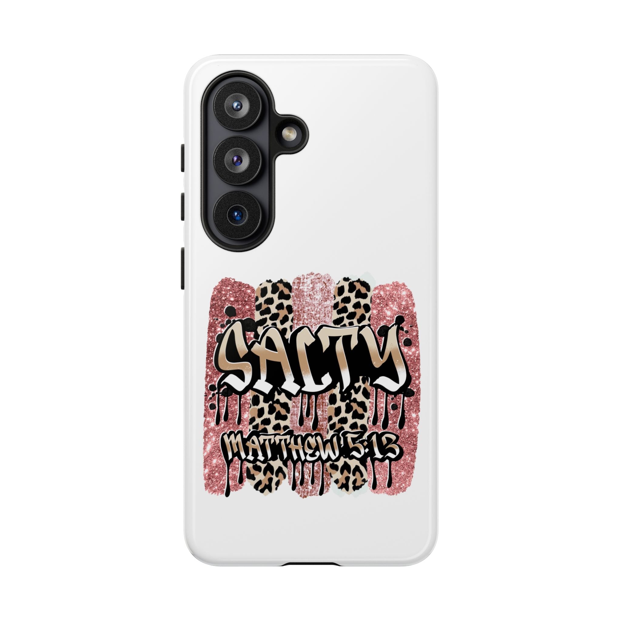 Salty Matthew 5:13 Scripture Leopard Pink Glitter Tough Case — Matthew 5:13 Scripture Phone Cover