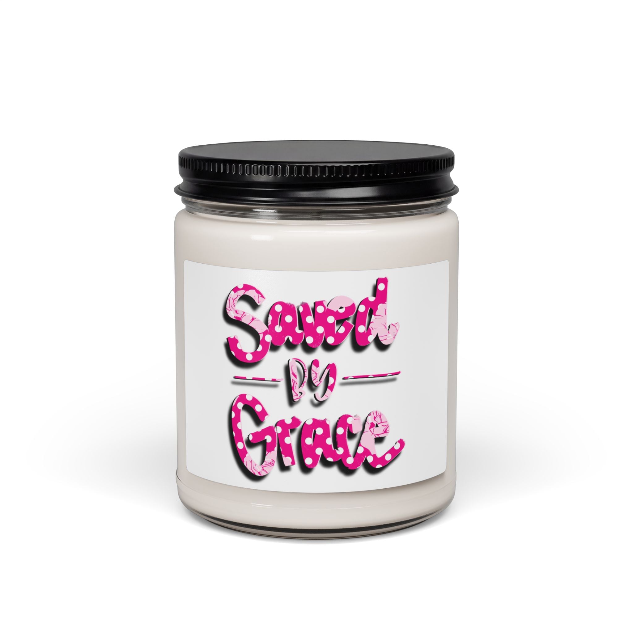 Soy Candle — “Saved by Grace” Pink Scented Jar (9oz)