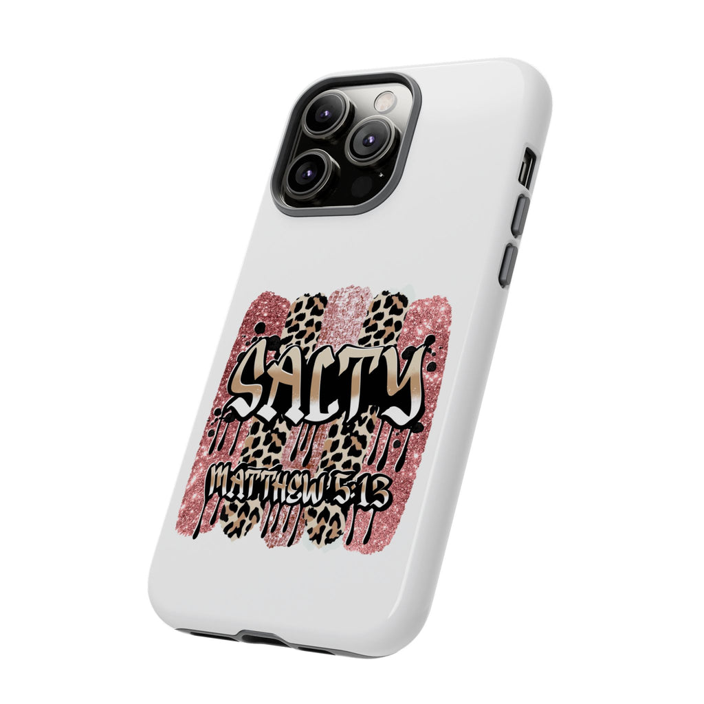 Salty Matthew 5:13 Scripture Leopard Pink Glitter Tough Case — Matthew 5:13 Scripture Phone Cover