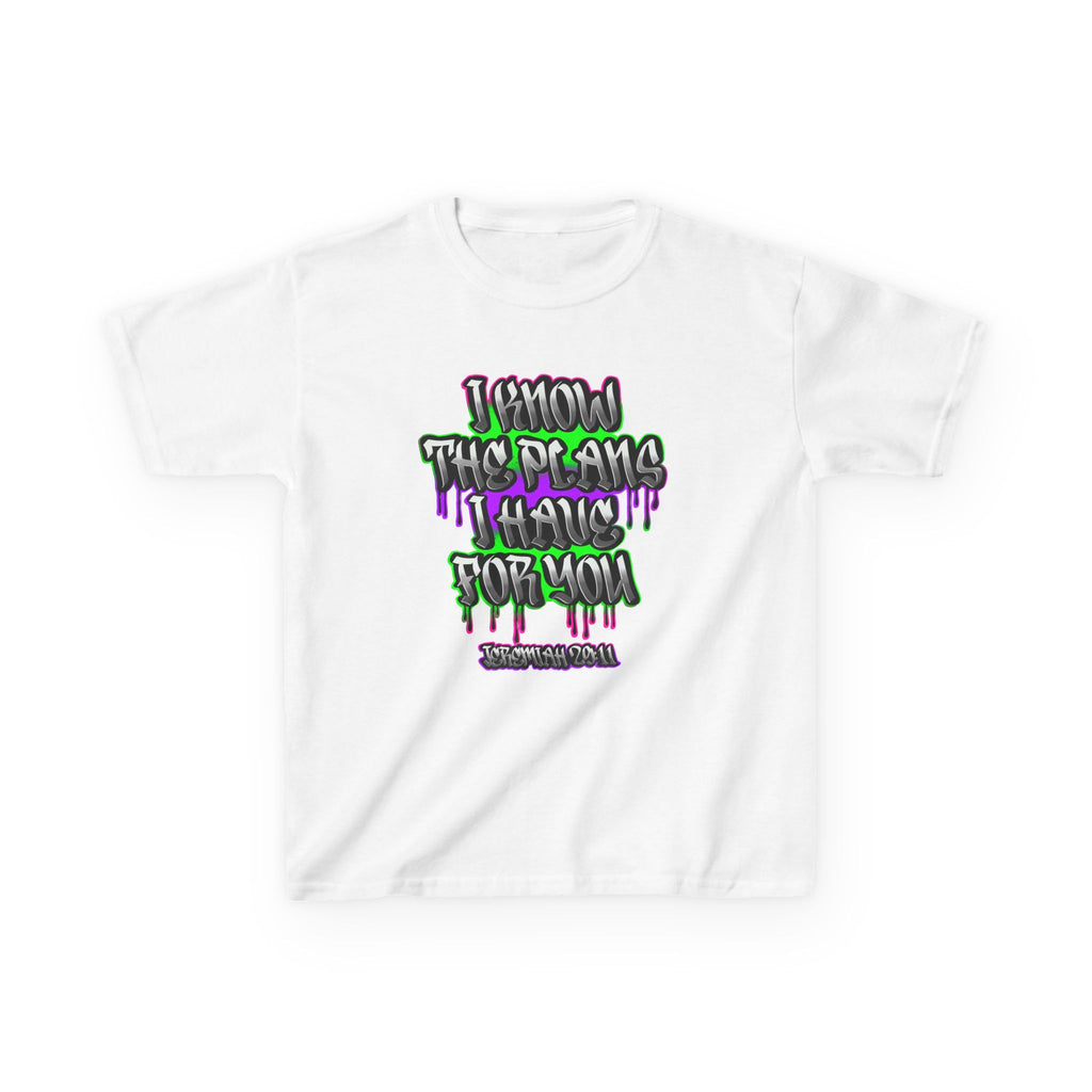 Kids T-Shirt — "I Know The Plans I Have For You" Graffiti Faith Tee