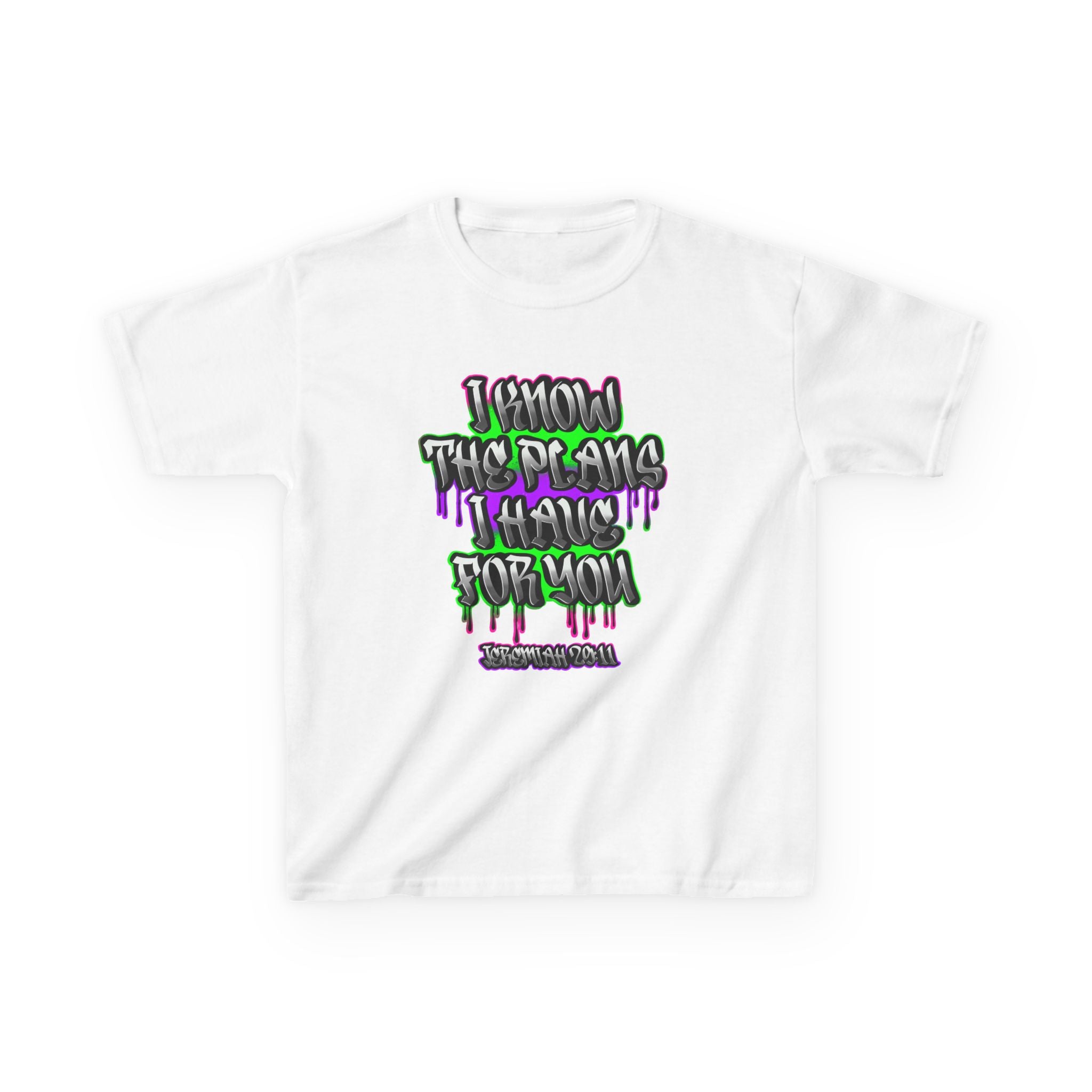 Kids T-Shirt — "I Know The Plans I Have For You" Graffiti Faith Tee