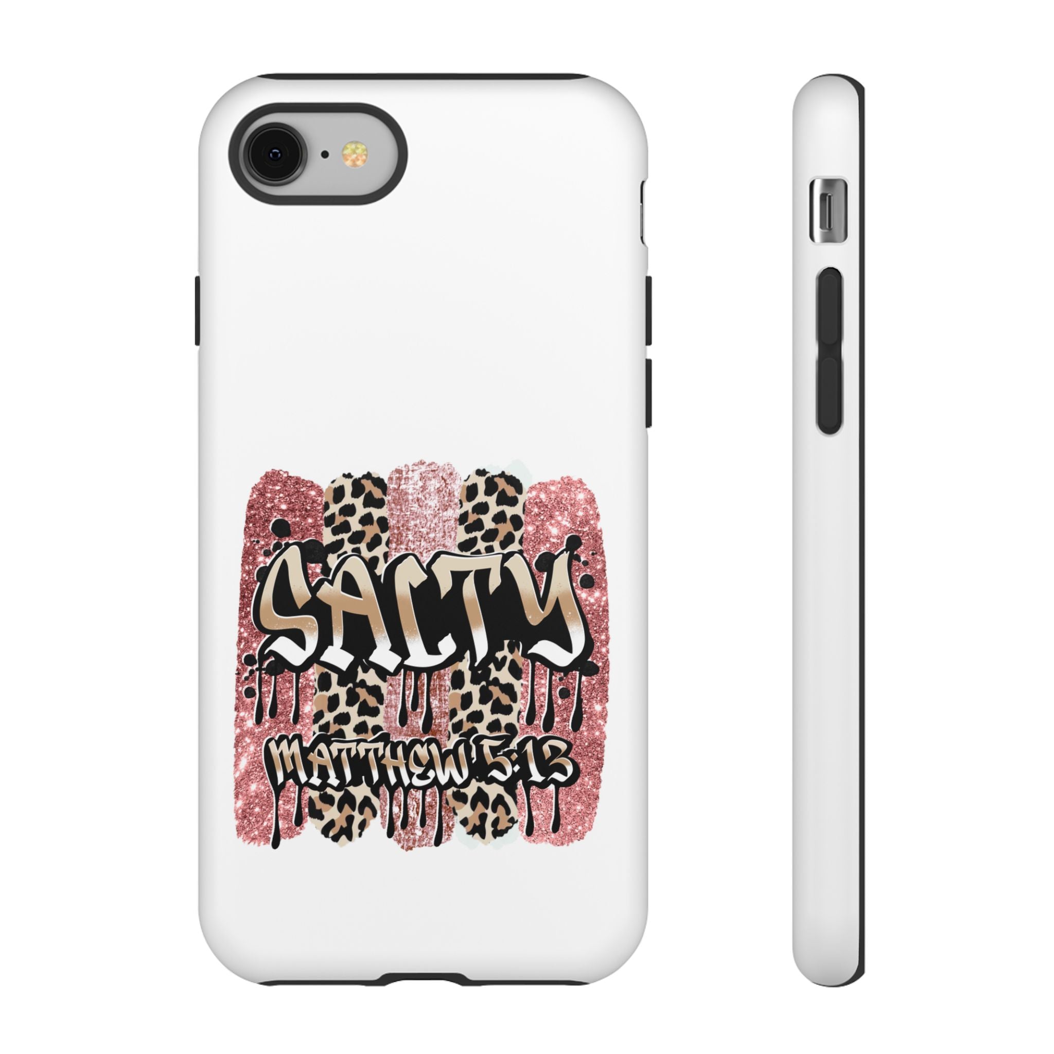 Salty Matthew 5:13 Scripture Leopard Pink Glitter Tough Case — Matthew 5:13 Scripture Phone Cover