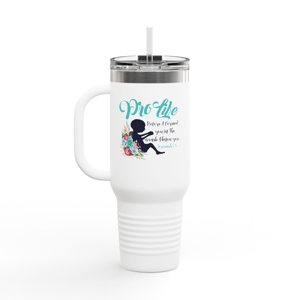 40oz Insulated Travel Mug – 'ProLife Bible Verse Tumbler