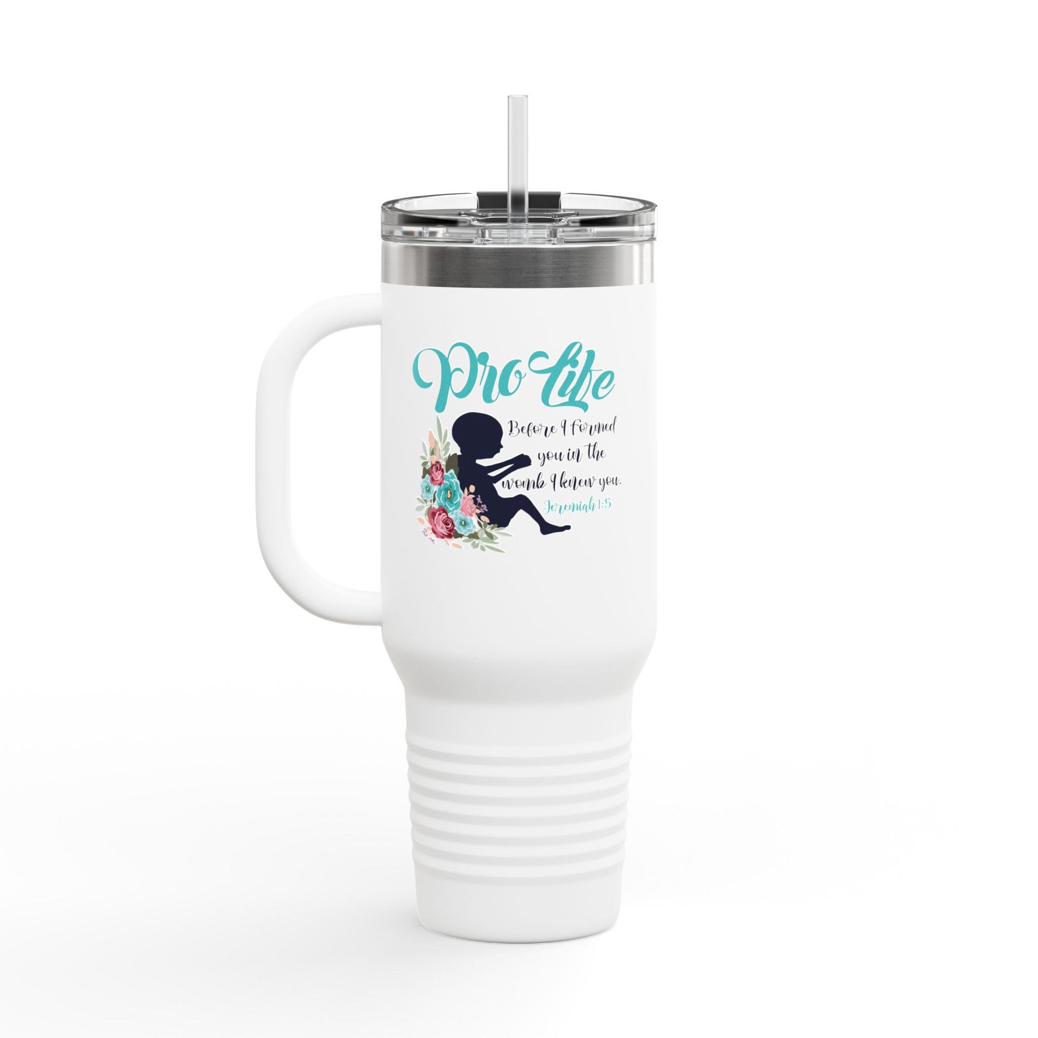 40oz Insulated Travel Mug – 'ProLife Bible Verse Tumbler