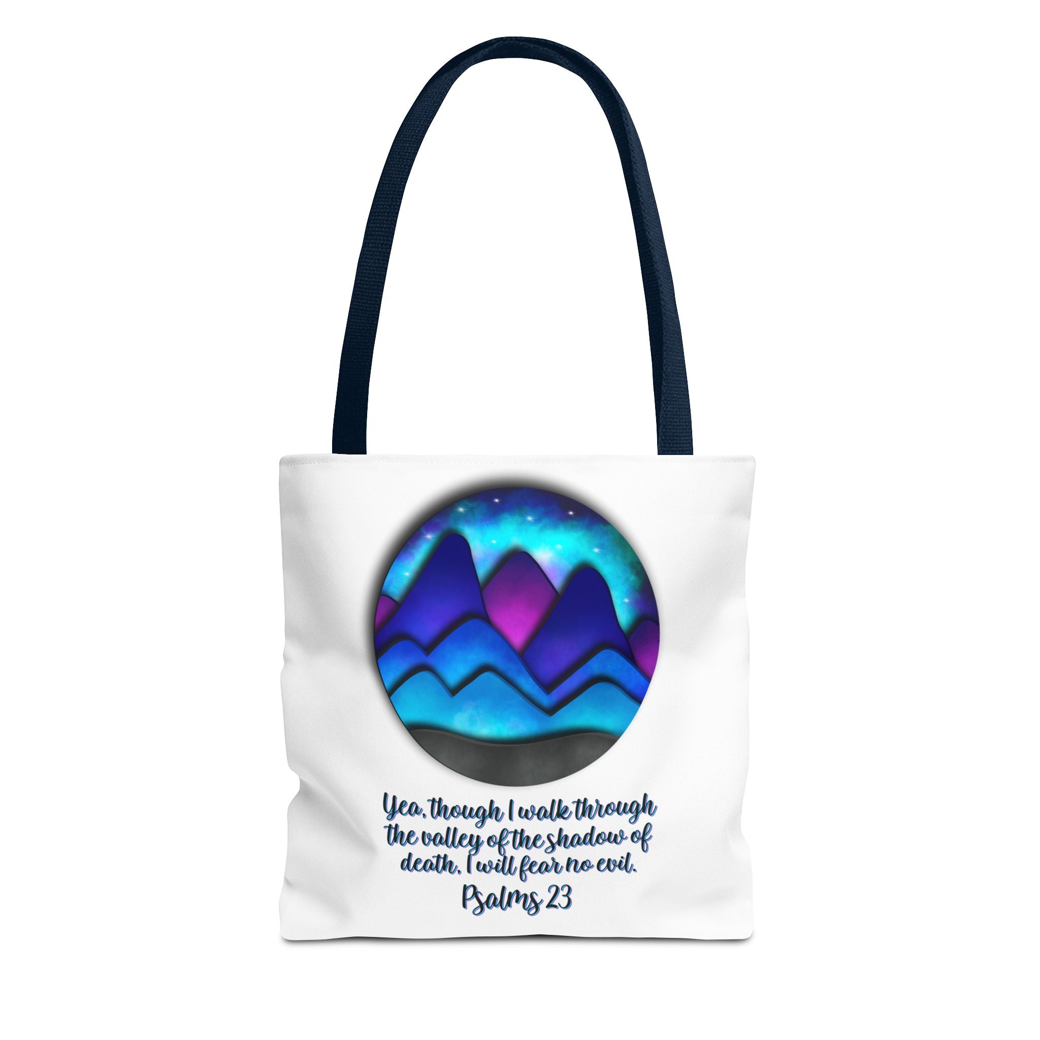 Psalm 23 Mountain Tote Bag — Inspirational Christian Scripture Tote