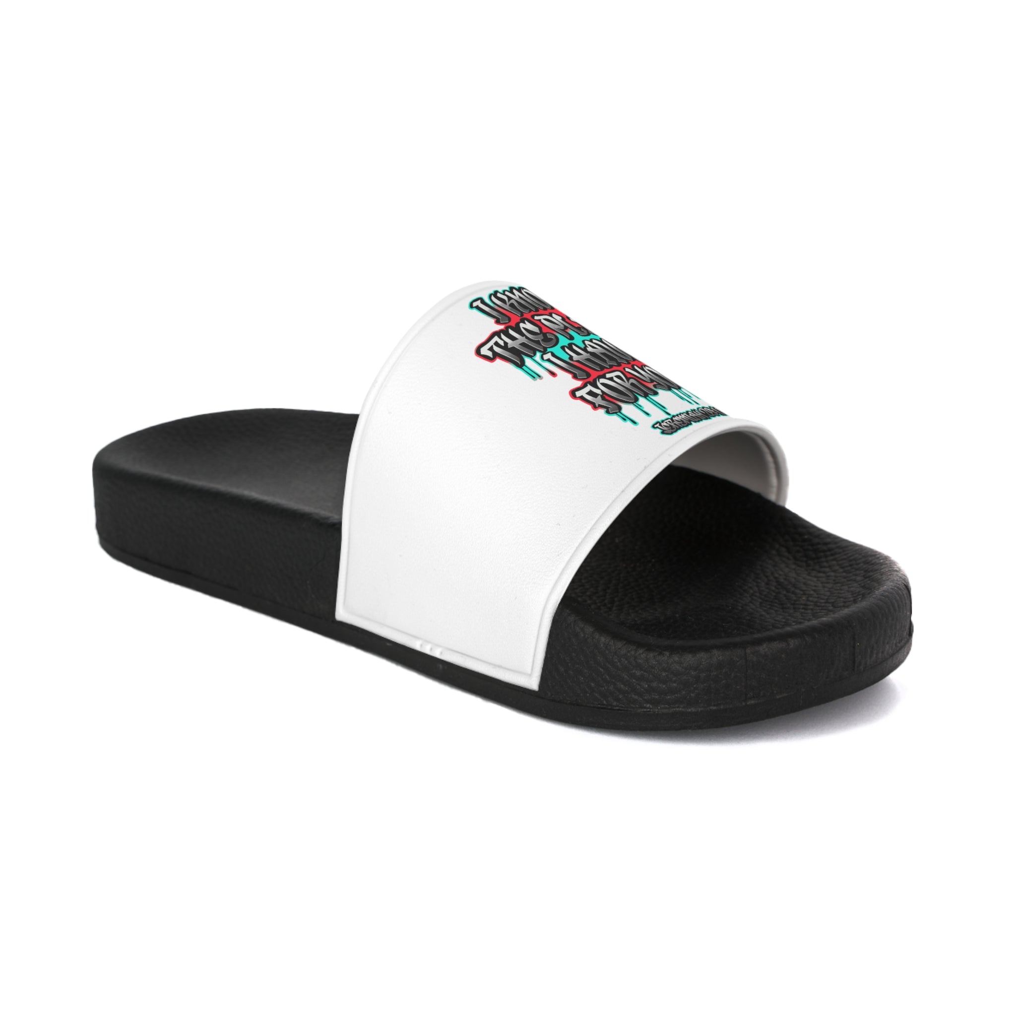 Slide Sandals — Jeremiah 29:11 Graffiti Bible Verse Pool Slides for Men