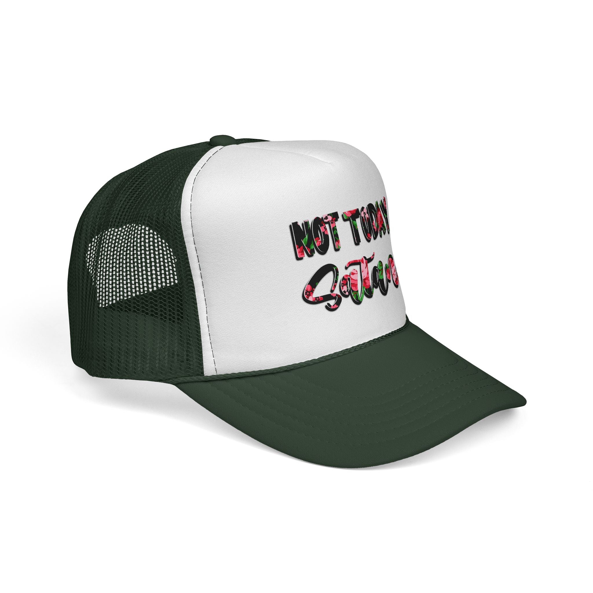 Not Today Satan Trucker Hat — Floral Mesh Cap for Sassy, Casual Wear