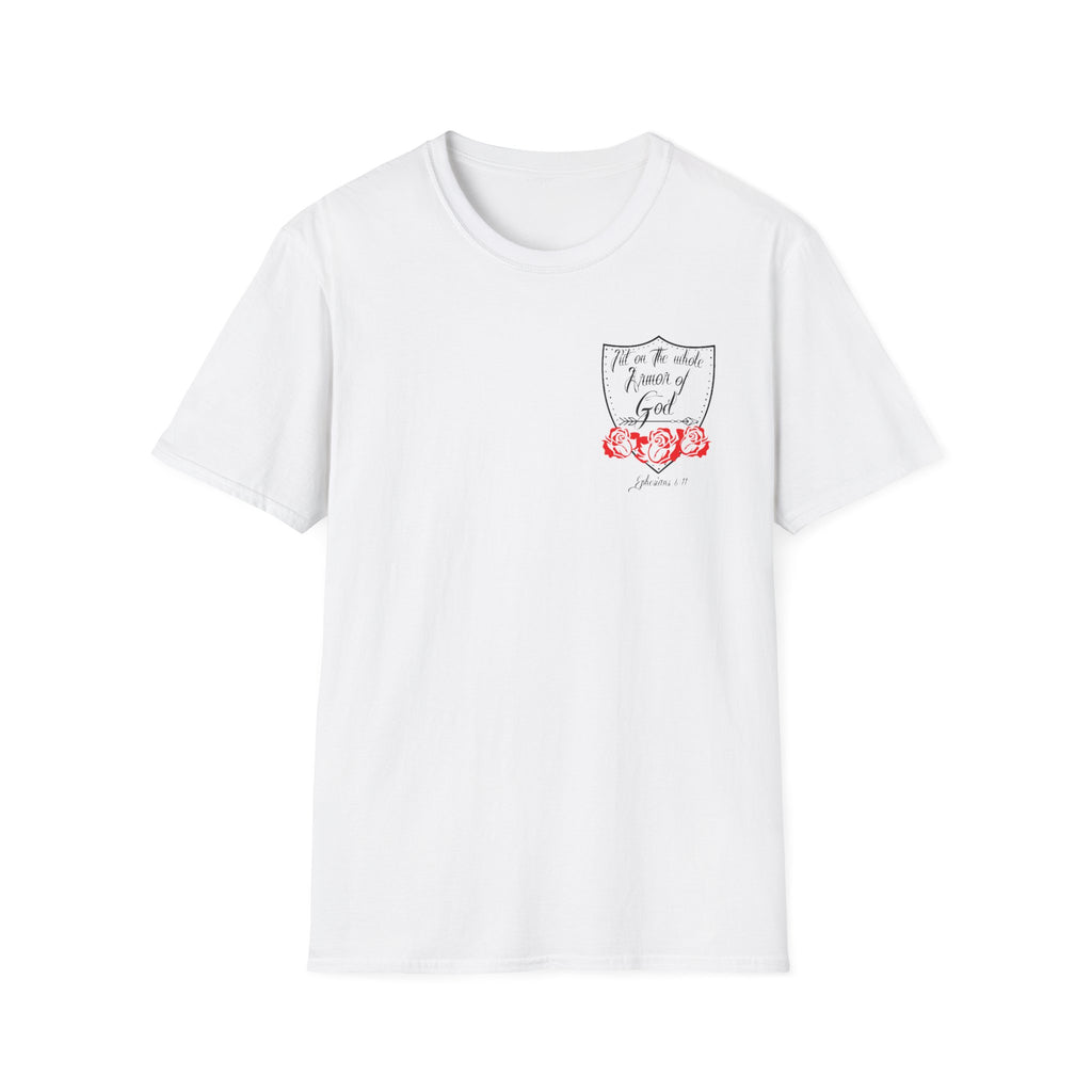 Armor of God T-Shirt — "Put On The Whole Armor of God" Christian Tee with Roses