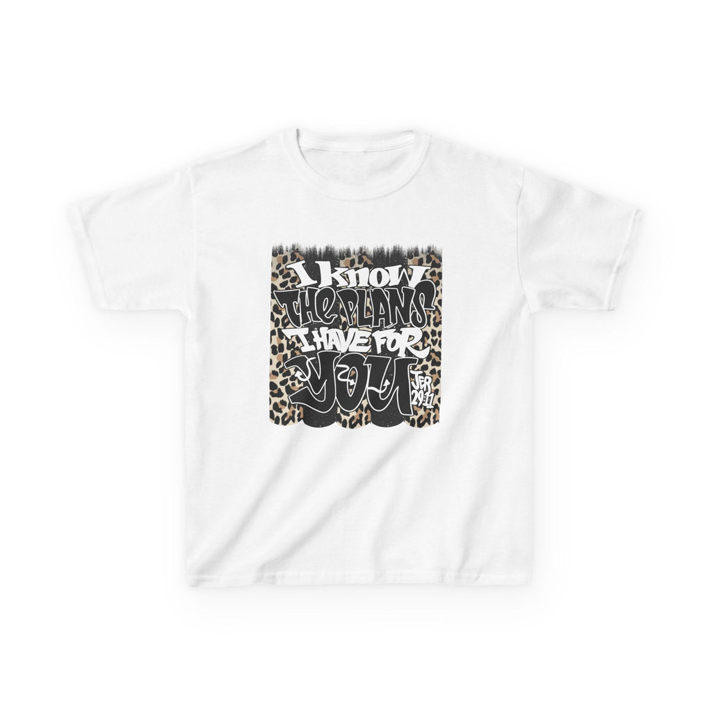 Kids T-Shirt — 'I Know The Plans I Have For You' Leopard Faith Graphic Tee