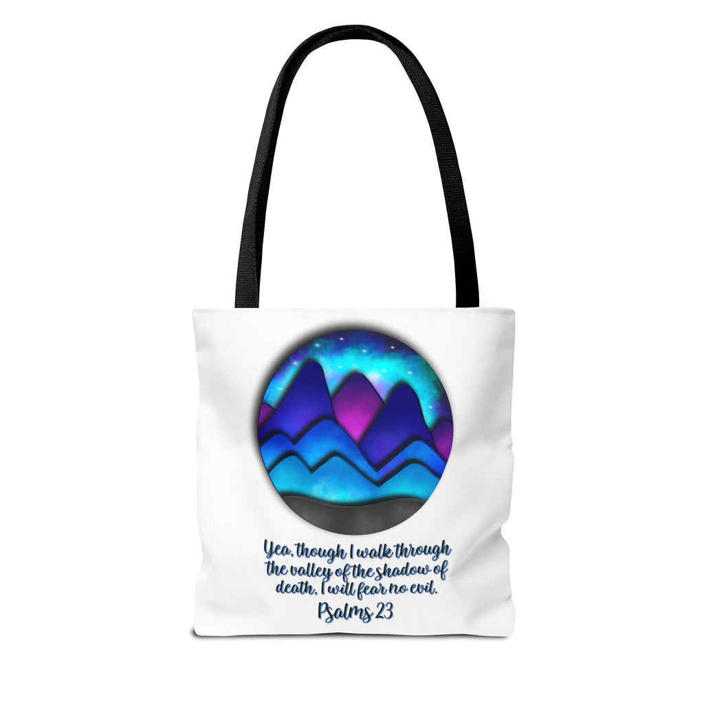 Psalm 23 Mountain Tote Bag — Inspirational Christian Scripture Tote