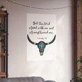 Christian Wall Poster — “But the Lord stood with me and strengthened me” (2 Timothy 4:17) — Turquoise Longhorn Matte Vertical Poster