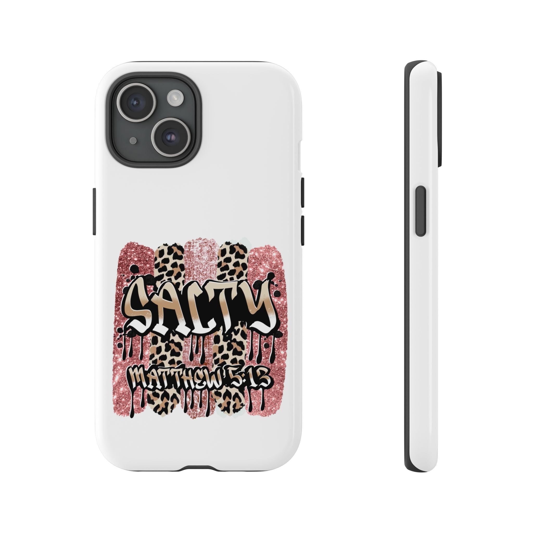 Salty Matthew 5:13 Scripture Leopard Pink Glitter Tough Case — Matthew 5:13 Scripture Phone Cover