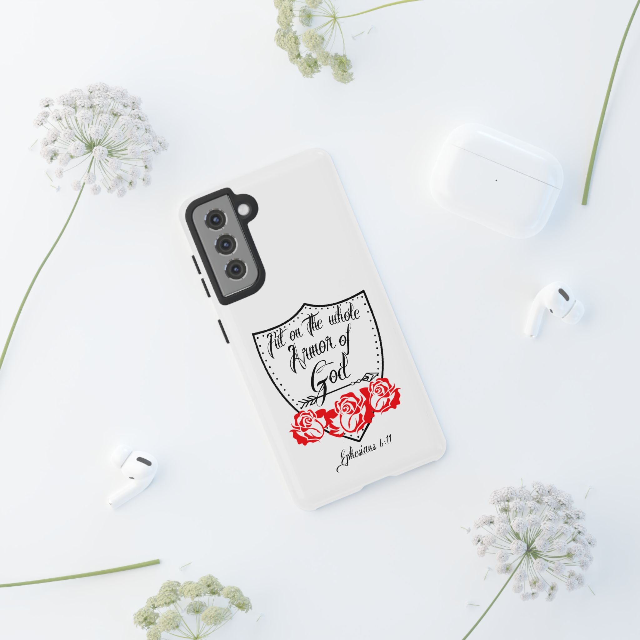 Armor of God Phone Case — Ephesians 6:11 Christian Floral Protective Cover