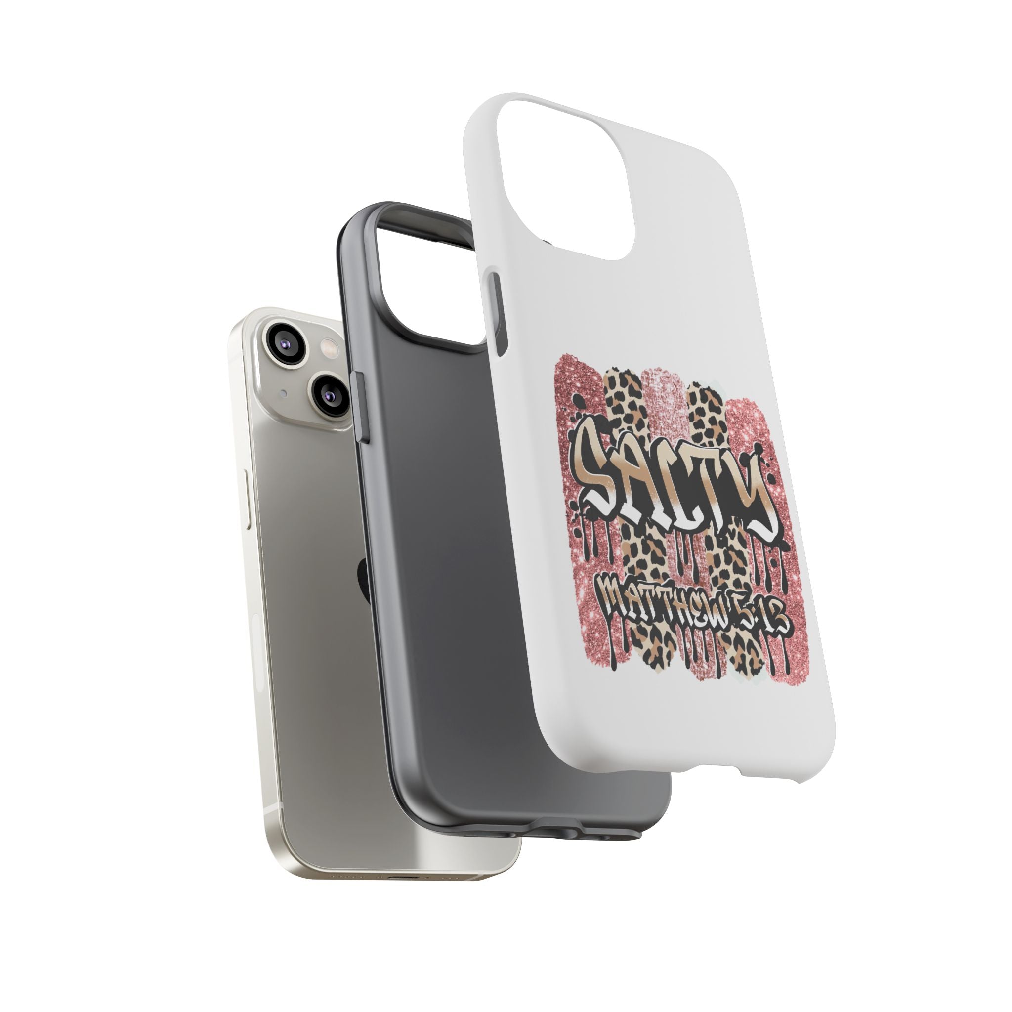 Salty Matthew 5:13 Scripture Leopard Pink Glitter Tough Case — Matthew 5:13 Scripture Phone Cover