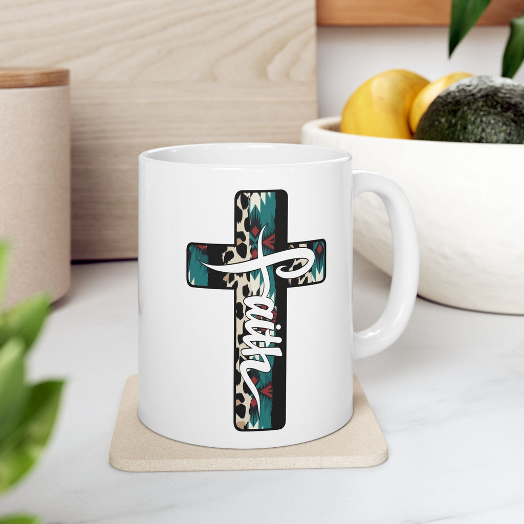 Southwestern Christian Cross Faith Coffee Mug (11oz, 15oz)
