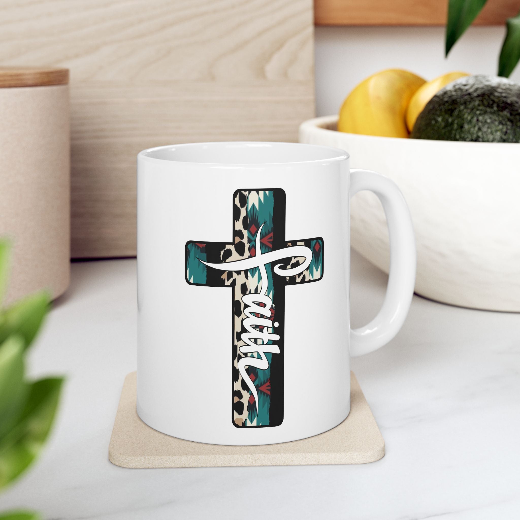 Southwestern Christian Cross Faith Coffee Mug (11oz, 15oz)