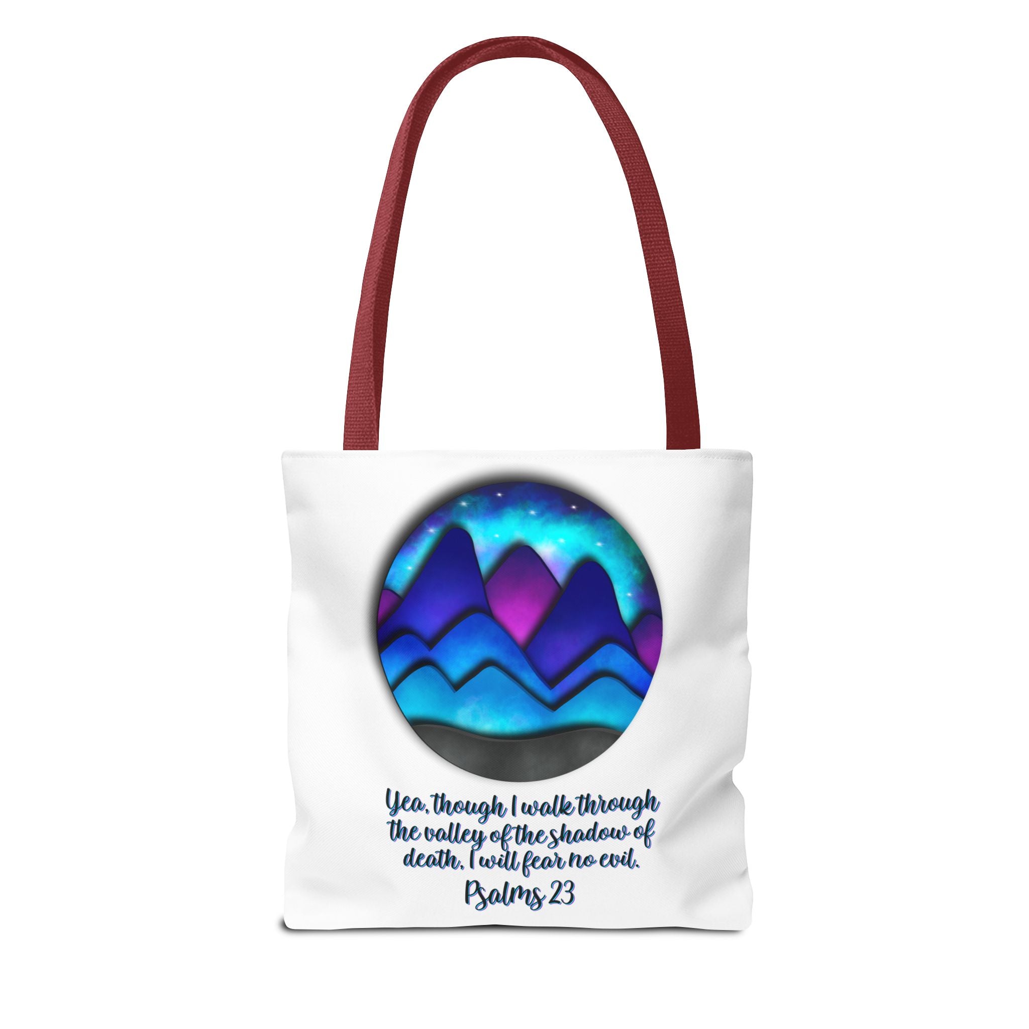 Psalm 23 Mountain Tote Bag — Inspirational Christian Scripture Tote