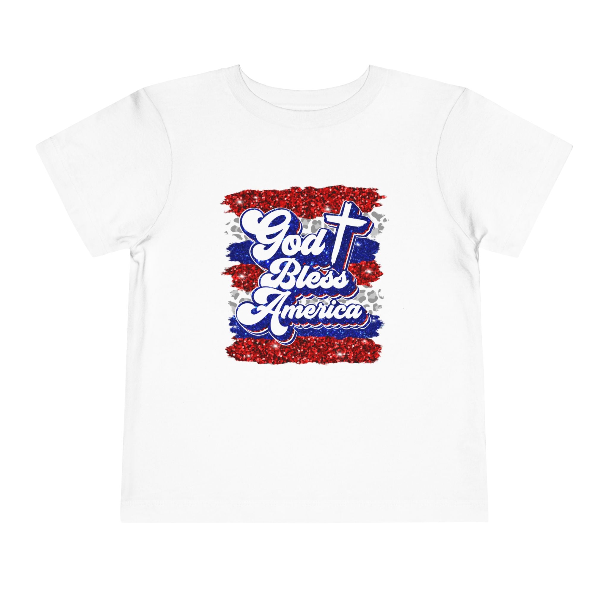 Toddler Tee - "God Bless America" Patriotic Cross Tee