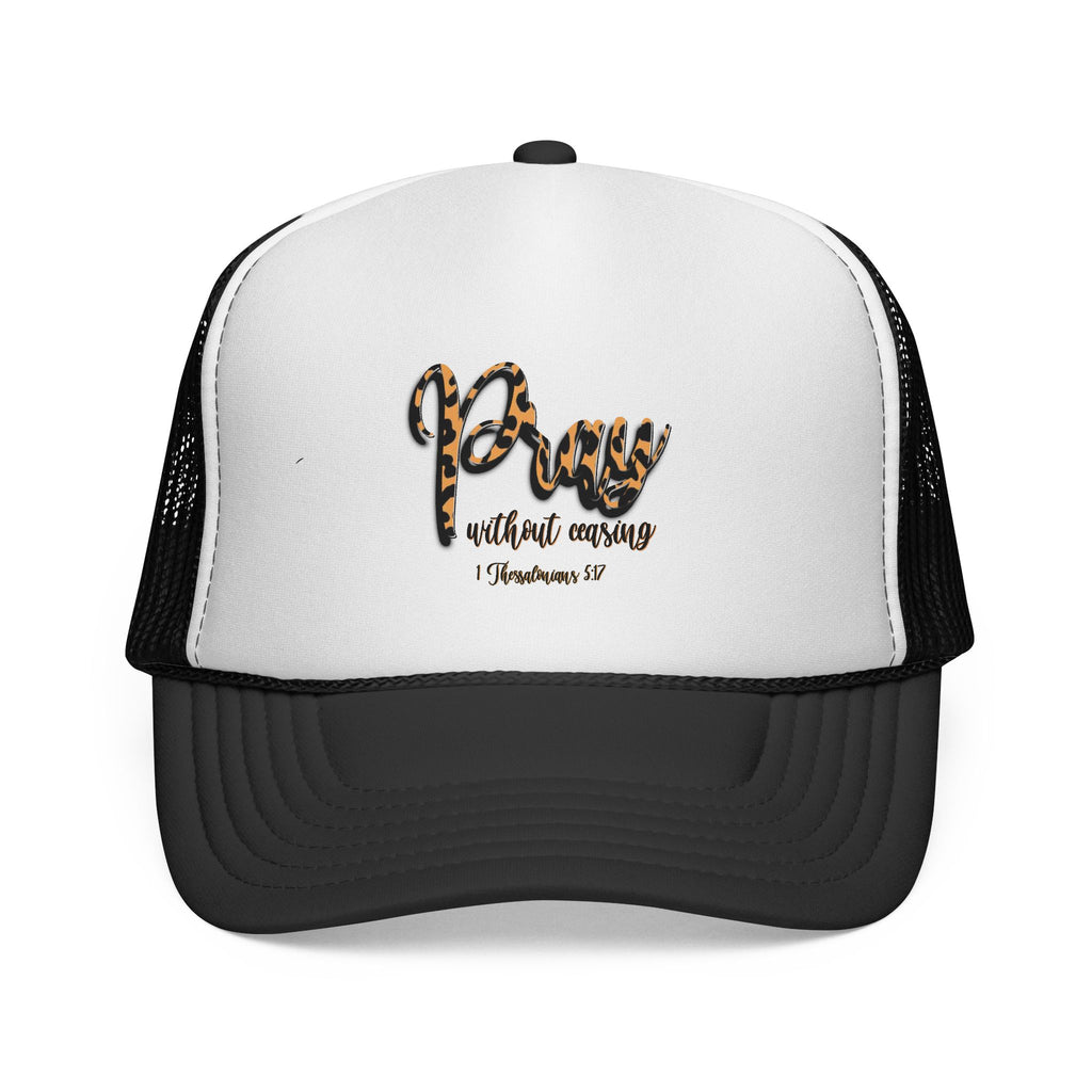 Pray Without Ceasing Leopard Trucker Cap