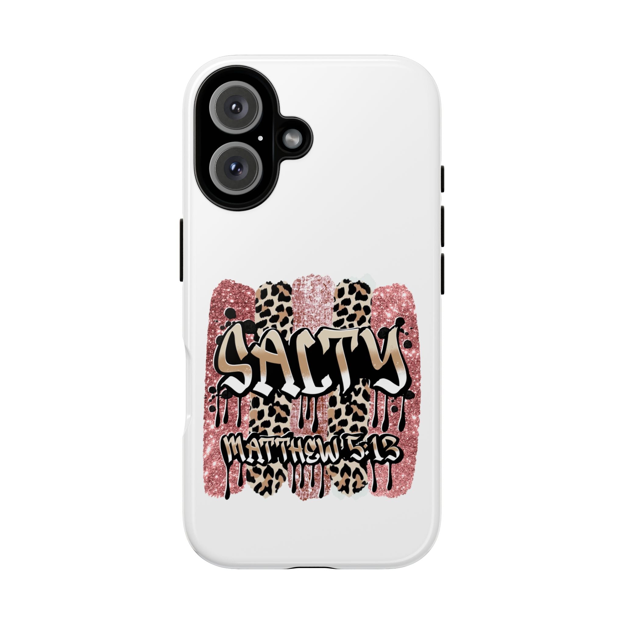 Salty Matthew 5:13 Scripture Leopard Pink Glitter Tough Case — Matthew 5:13 Scripture Phone Cover