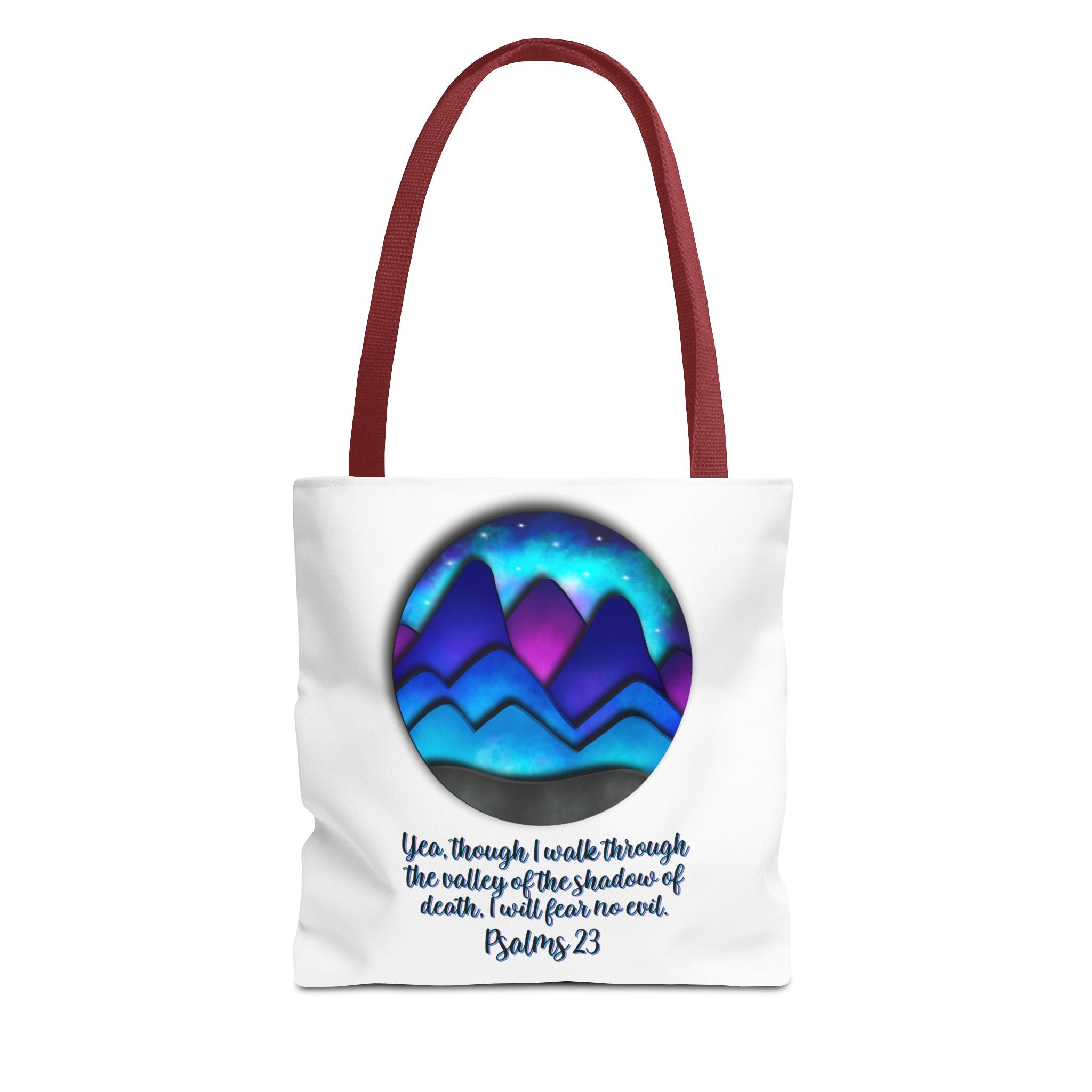 Psalm 23 Mountain Tote Bag — Inspirational Christian Scripture Tote