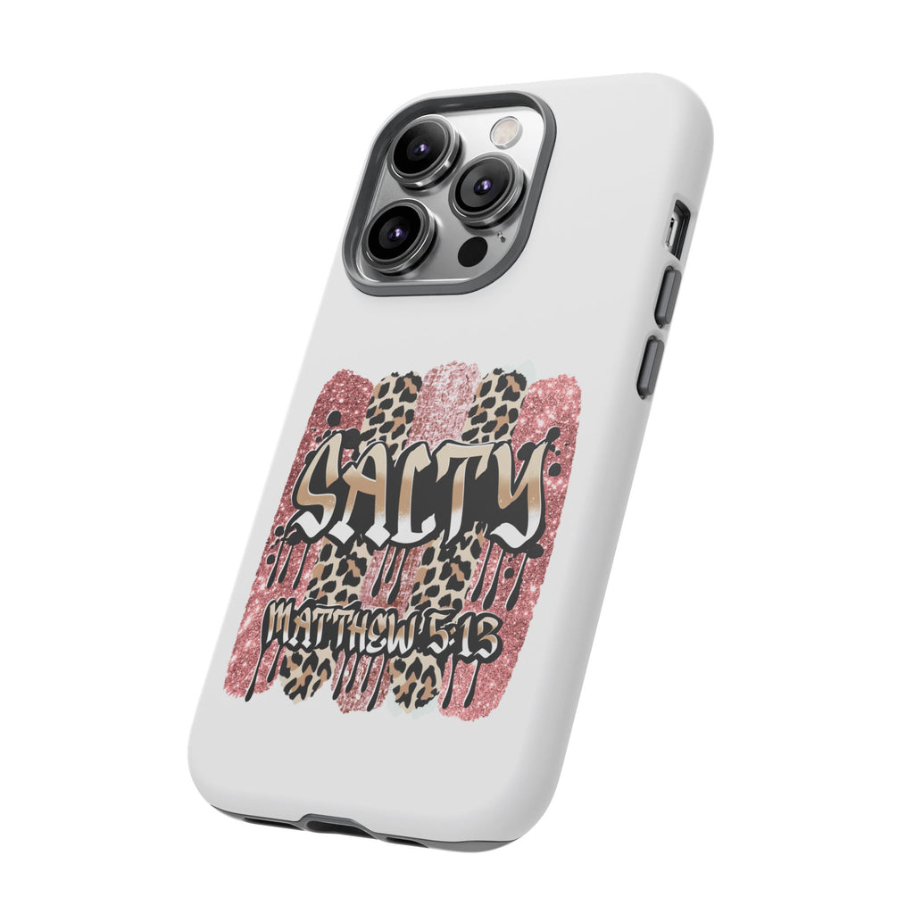 Salty Matthew 5:13 Scripture Leopard Pink Glitter Tough Case — Matthew 5:13 Scripture Phone Cover
