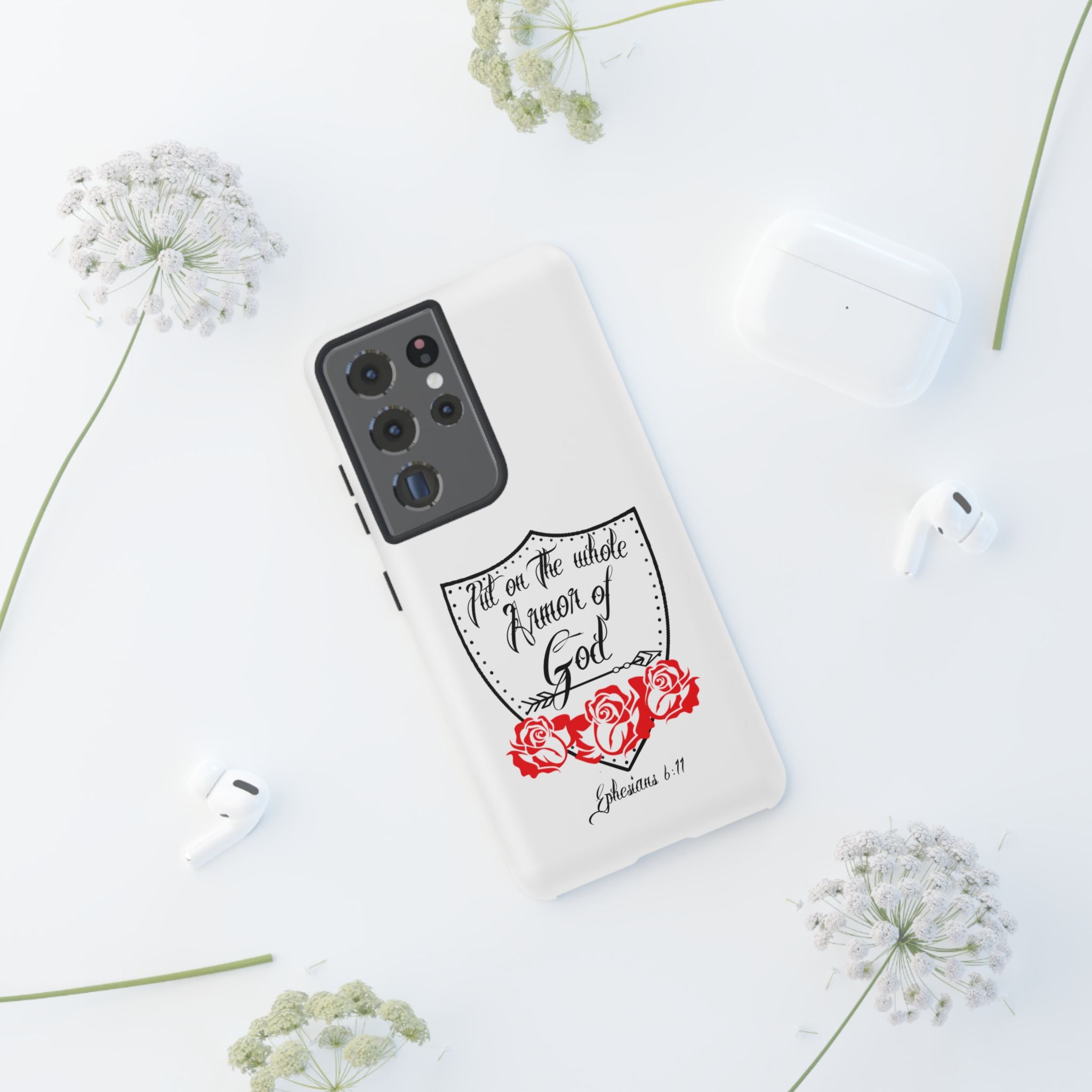 Armor of God Phone Case — Ephesians 6:11 Christian Floral Protective Cover