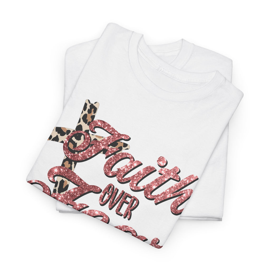 Faith Over Fear T-Shirt — Floral Leopard Cross Christian Tee