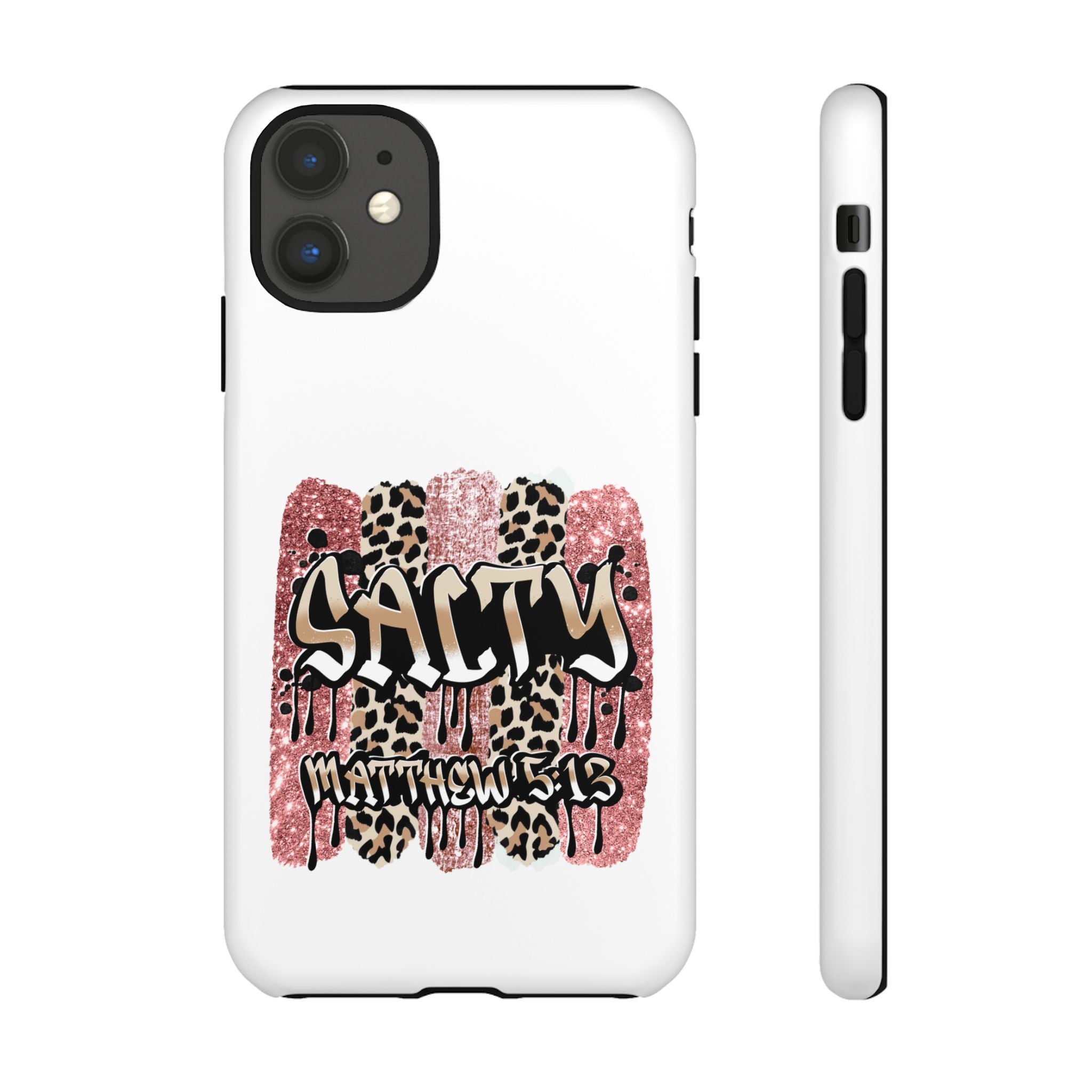 Salty Matthew 5:13 Scripture Leopard Pink Glitter Tough Case — Matthew 5:13 Scripture Phone Cover