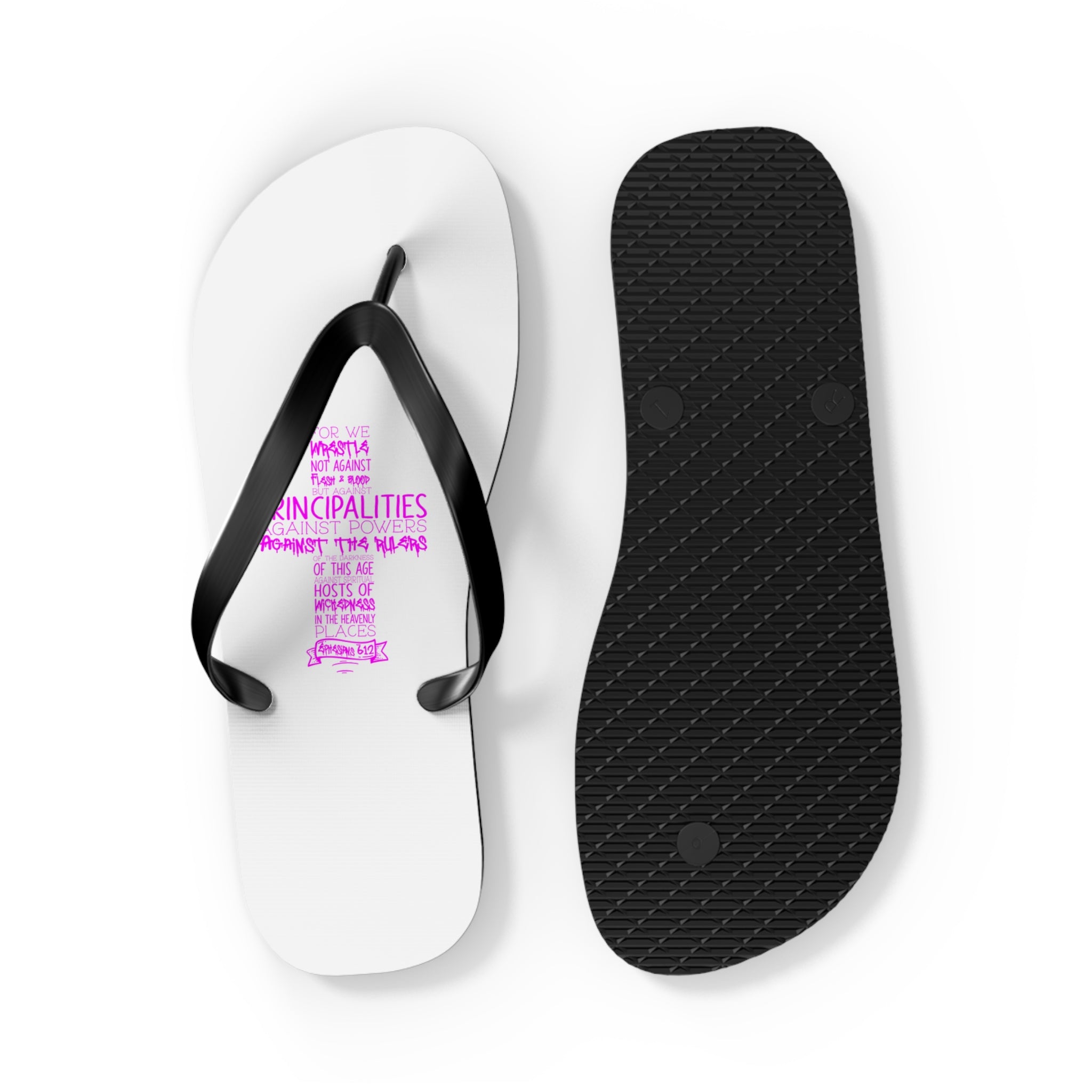 Pink Typography Flip Flops – Ephesians 6 Armor of God Sandals