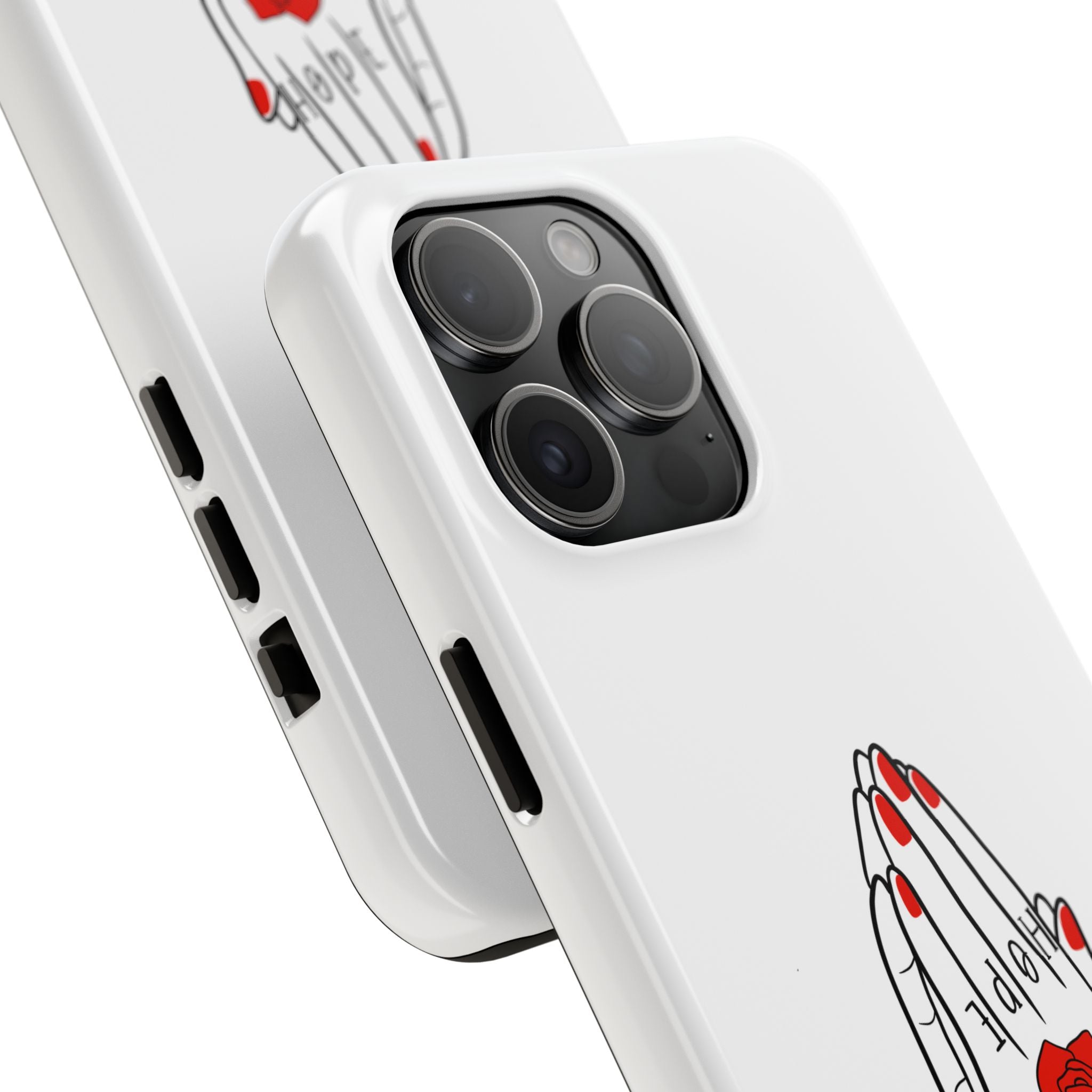 Pray Harder Phone Case — Tough Protective Phone Cover with Praying Hands & Rose Design
