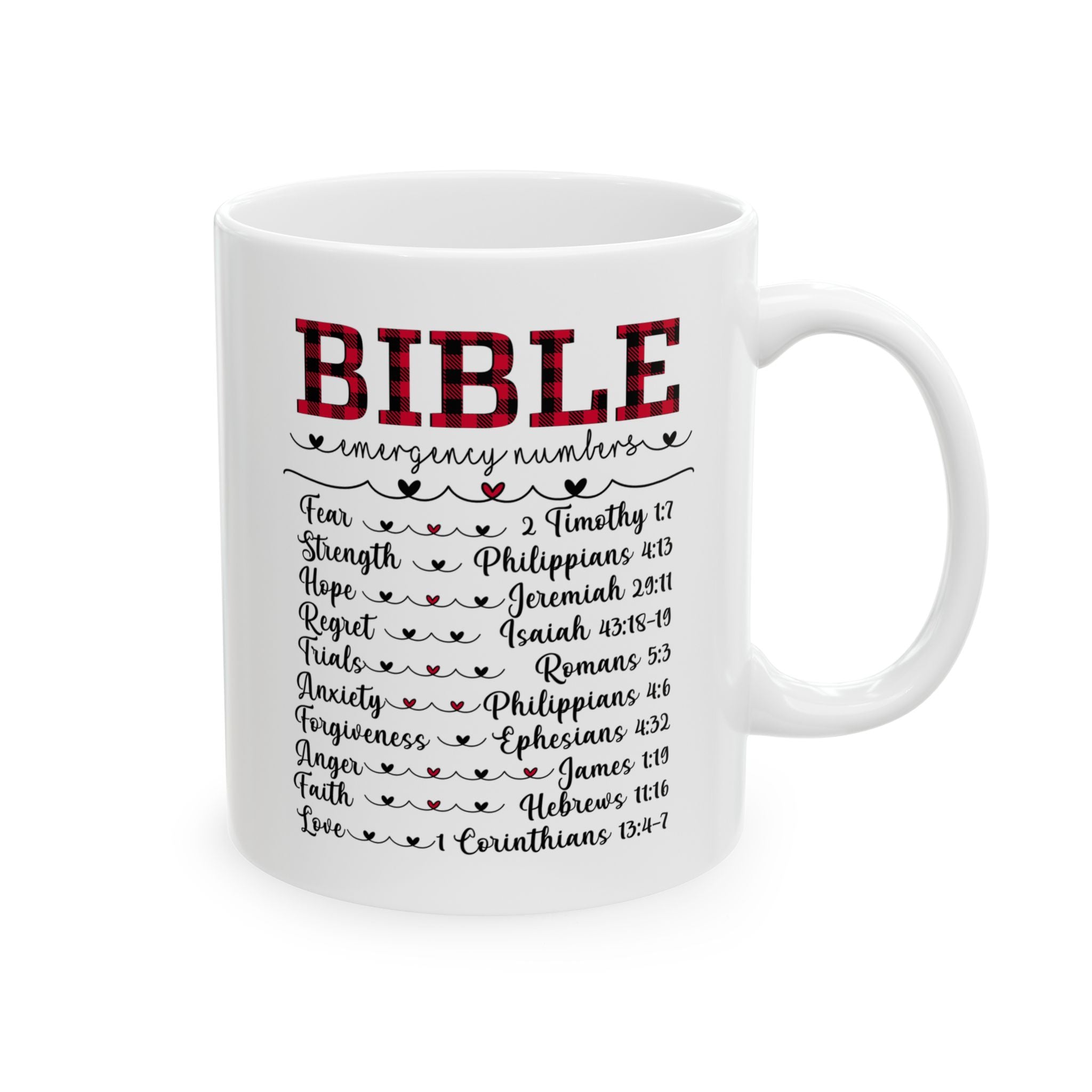 Bible Verse Emergency List Mug — Inspirational Scripture Coffee Cup (11oz/15oz)