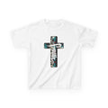 Kids Tee — Turquoise Leopard Cross “Faith” Christian Shirt