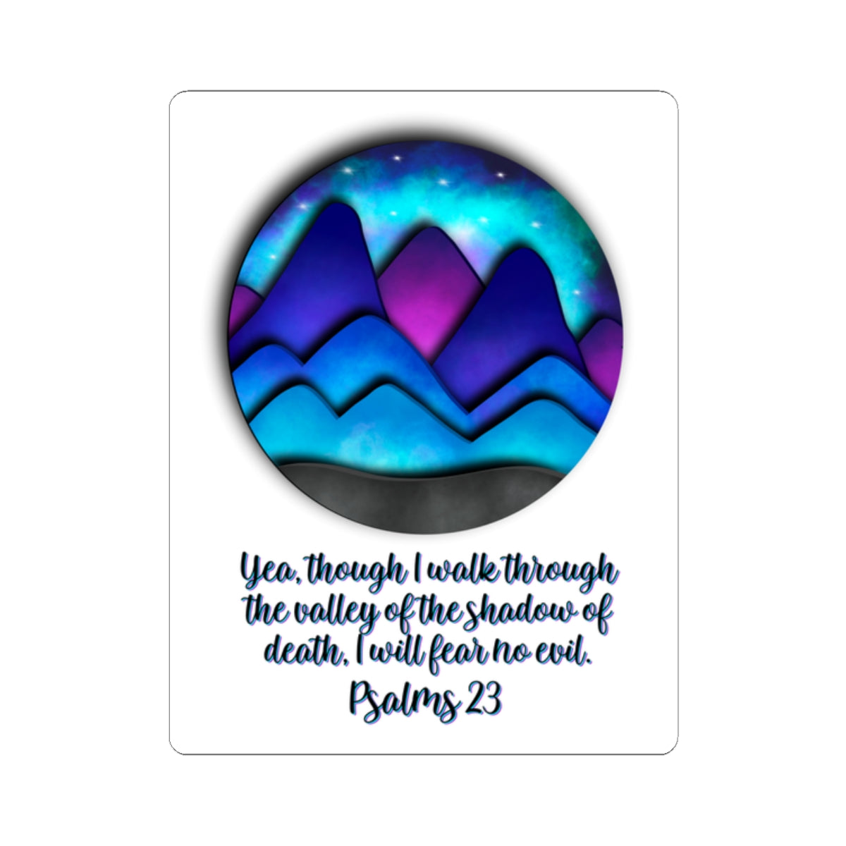 Psalms 23 Mountain Sticker Inspirational Christian Kiss-Cut Sticker