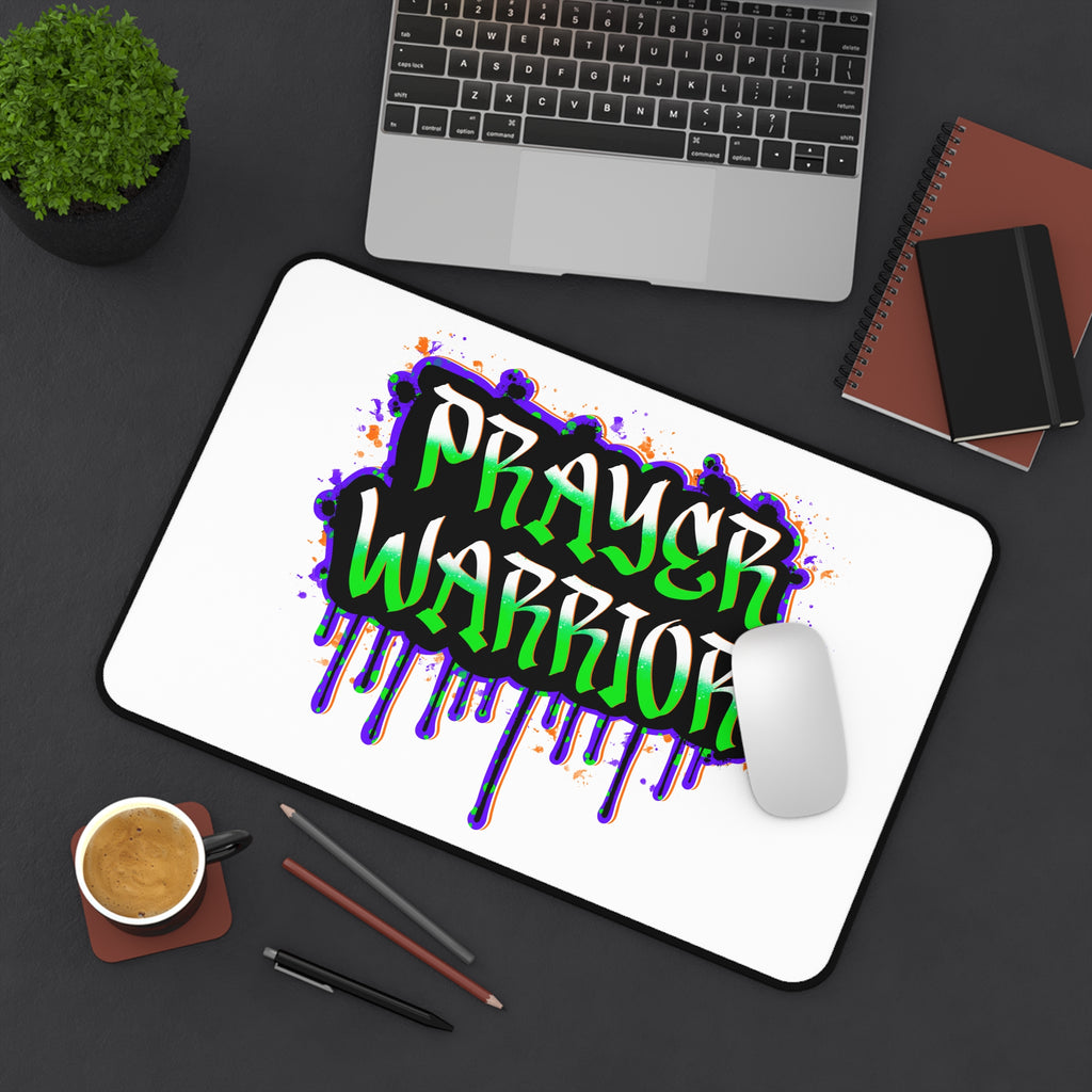 Prayer Warrior Desk Mat — Graffiti Style Gaming/Office Mousepad