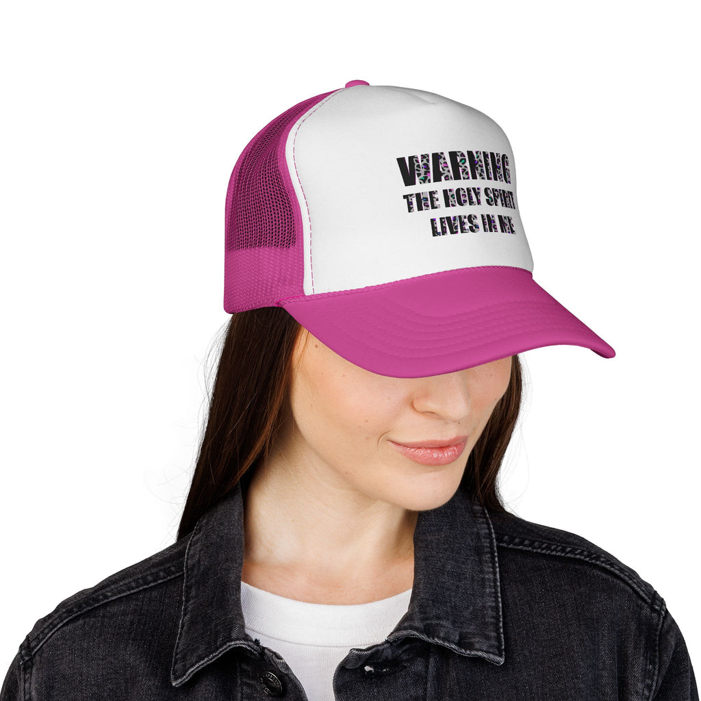 Trucker Cap — "Warning: The Holy Spirit Lives in Me" Christian Hat