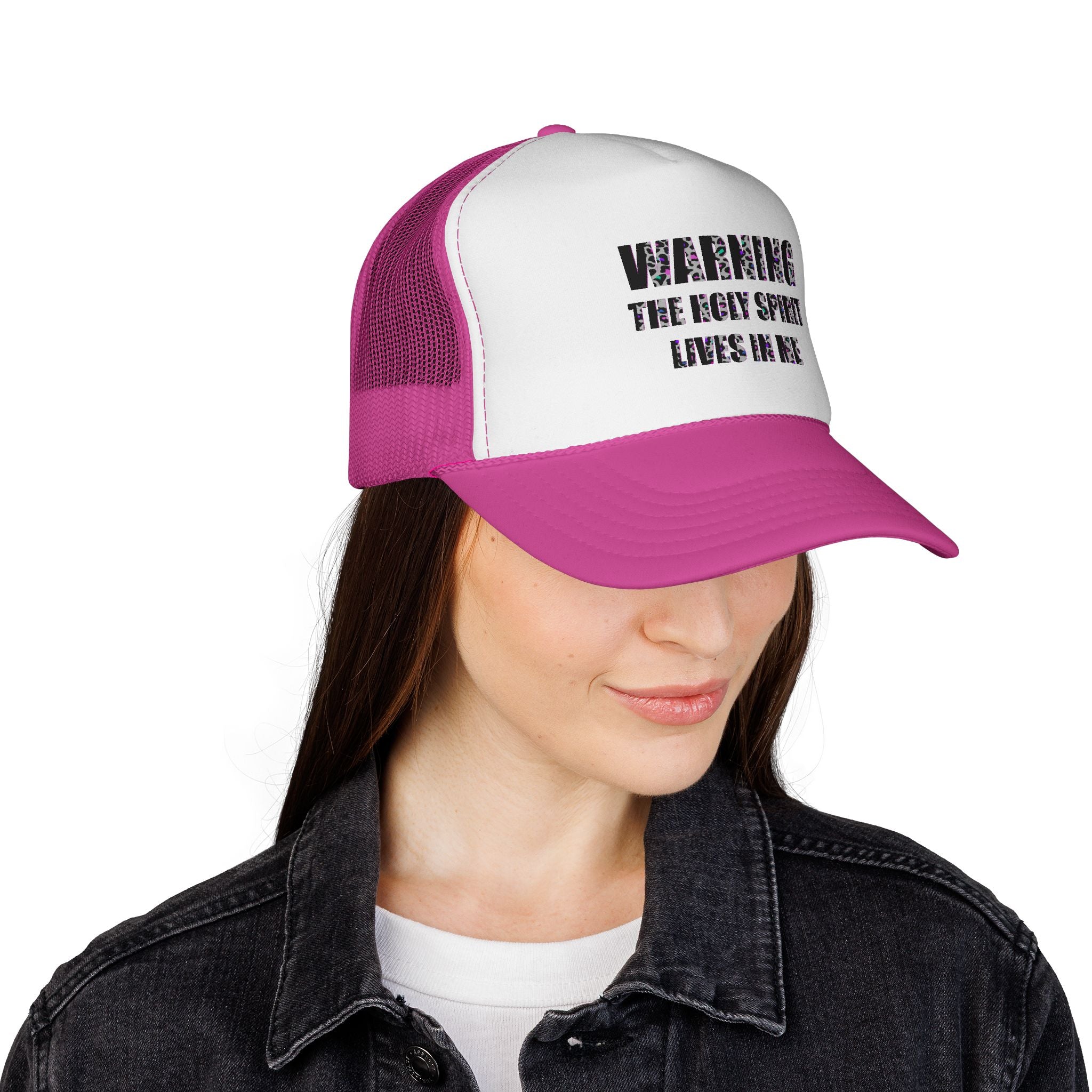 Trucker Cap — "Warning: The Holy Spirit Lives in Me" Christian Hat