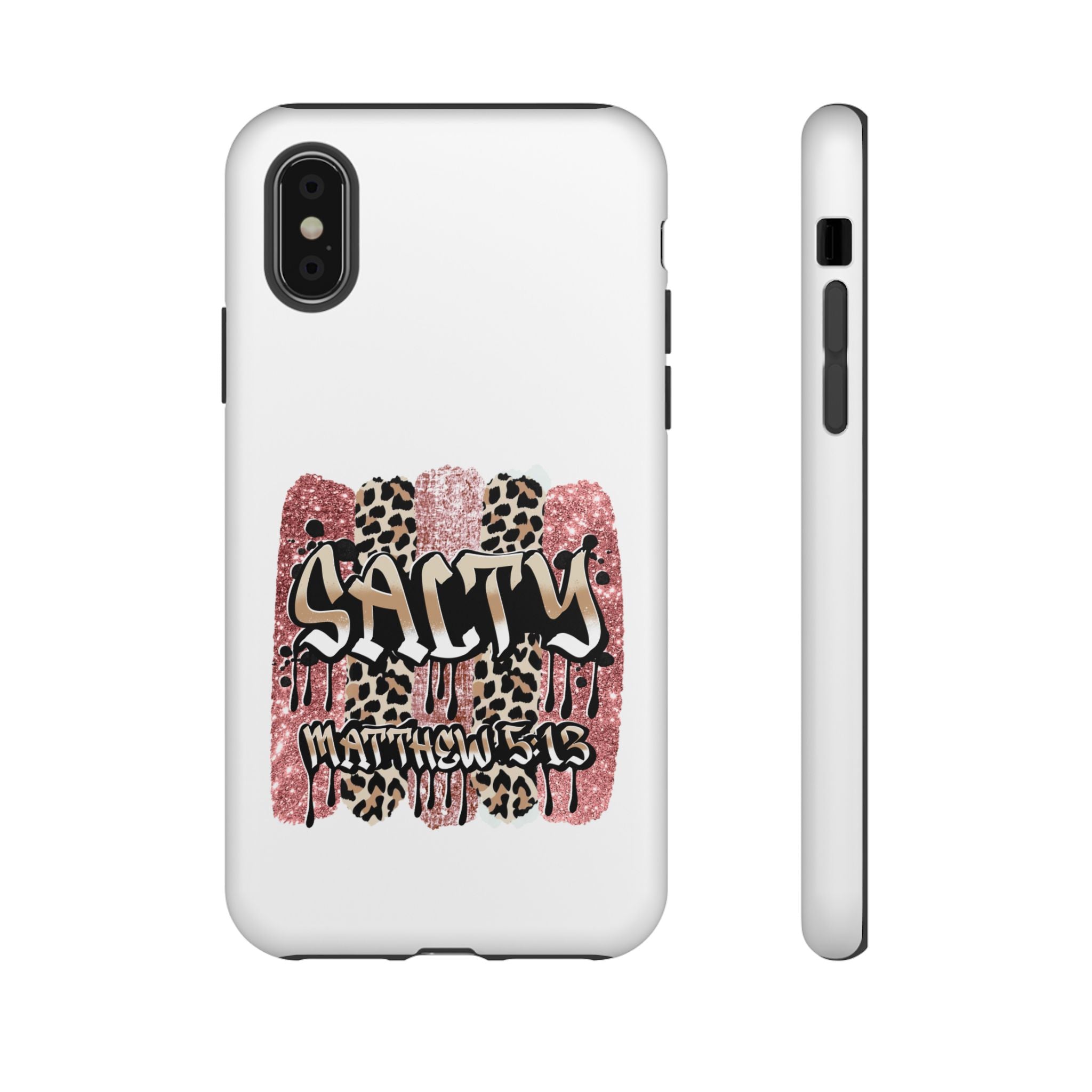 Salty Matthew 5:13 Scripture Leopard Pink Glitter Tough Case — Matthew 5:13 Scripture Phone Cover