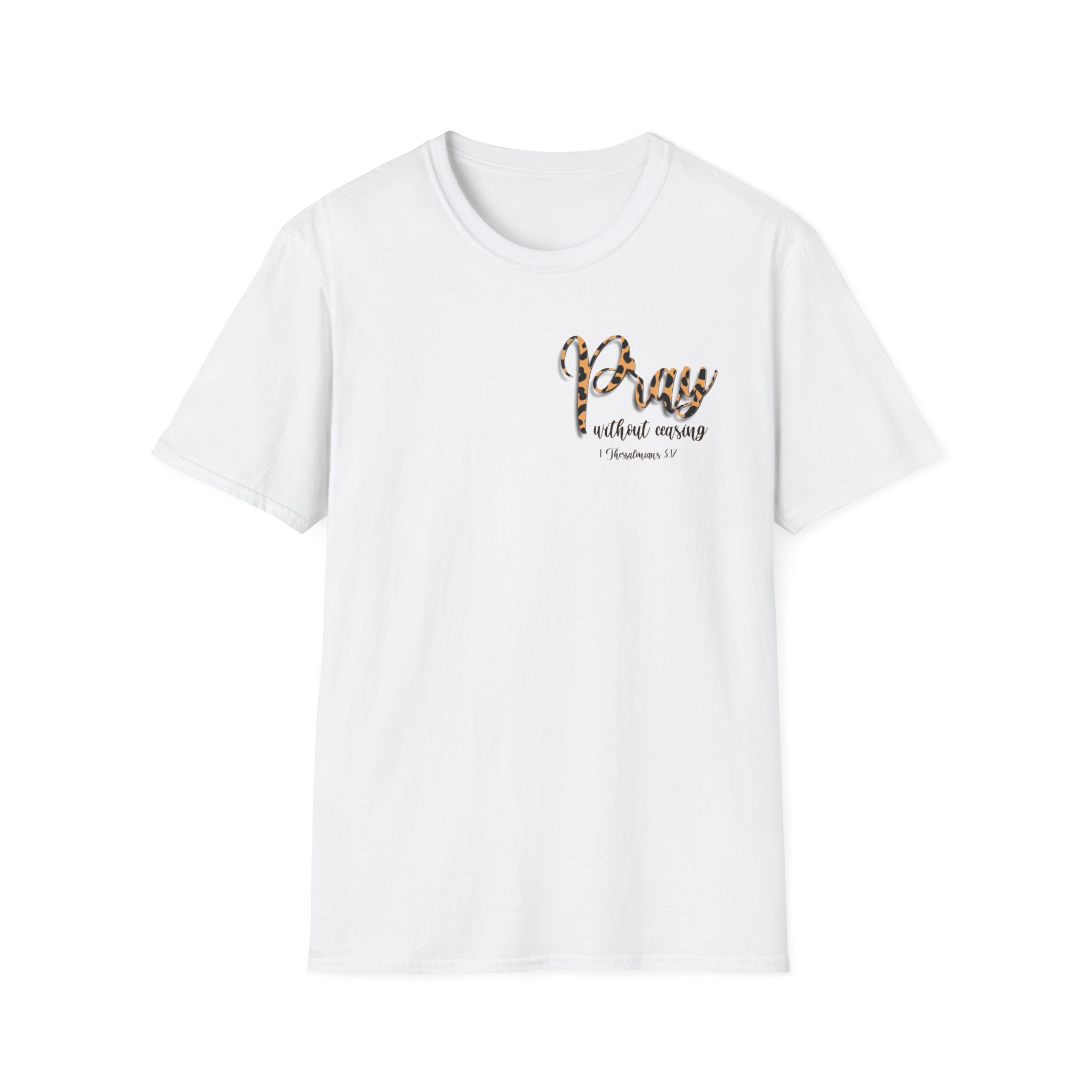 Pray Without Ceasing Leopard Print T-Shirt — Christian Faith Graphic Tee