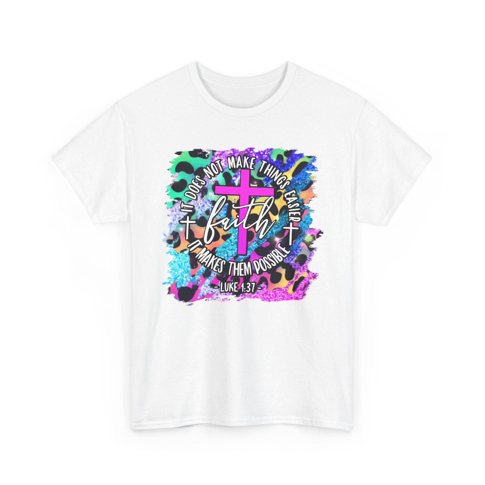 Faith Graphic Tee - Colorful Cross Inspirational Christian T-Shirt (Hebrews 11:1)