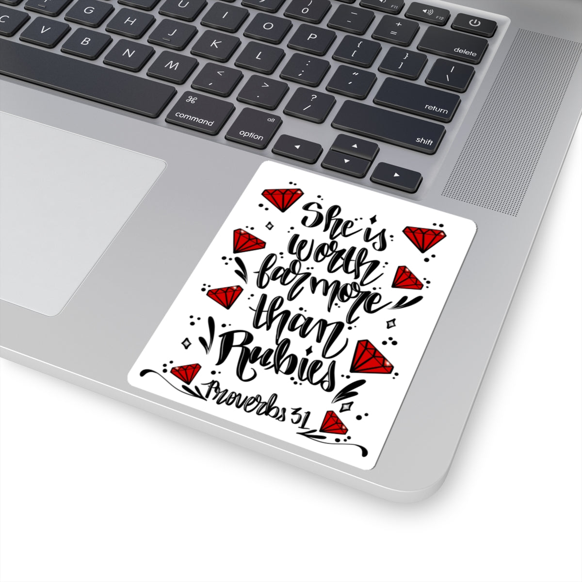Proverbs 31 'Worth Far More Than Rubies' Christian Sticker - Inspirational Faith Sticker Decal