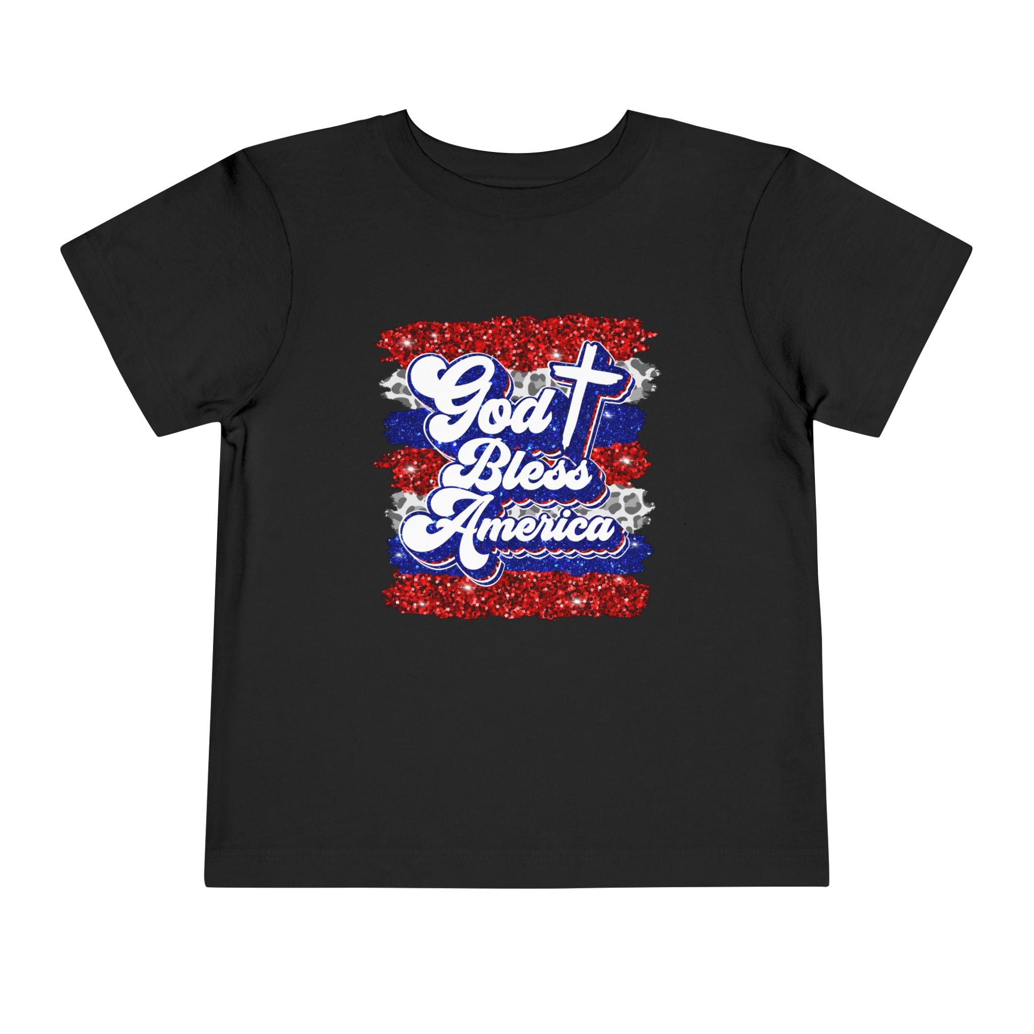 Toddler Tee - "God Bless America" Patriotic Cross Tee