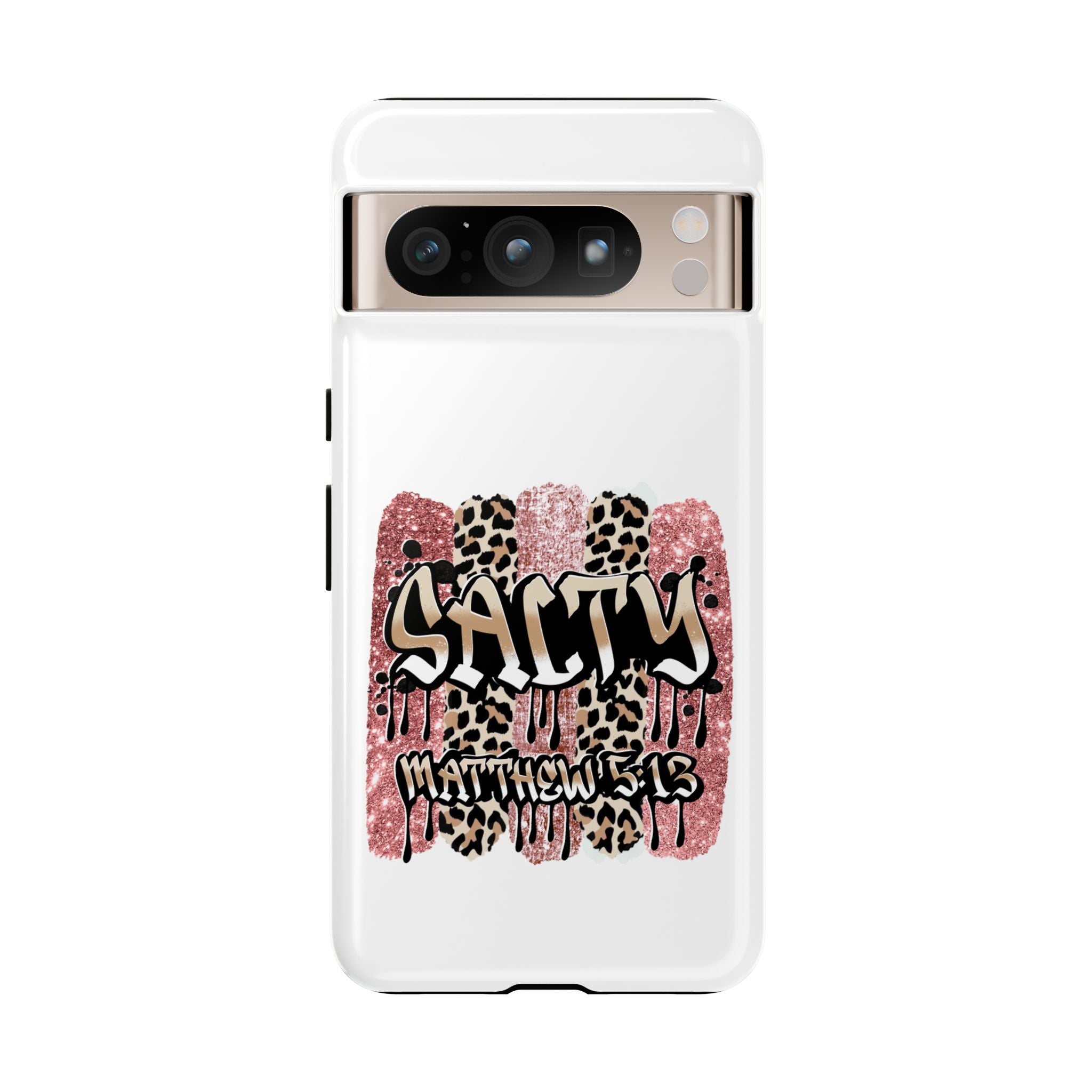 Salty Matthew 5:13 Scripture Leopard Pink Glitter Tough Case — Matthew 5:13 Scripture Phone Cover